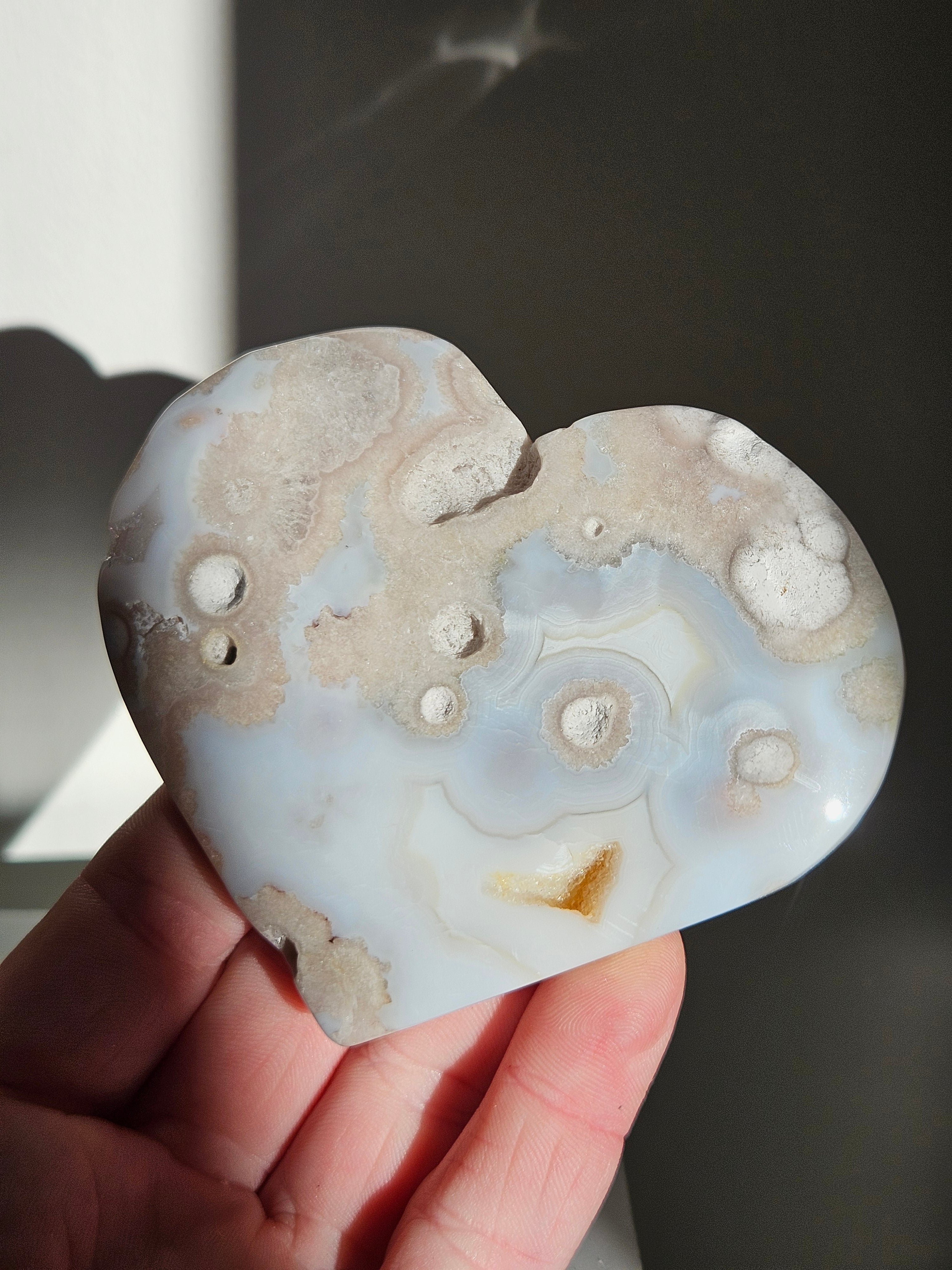 Flower Agate Heart 004
