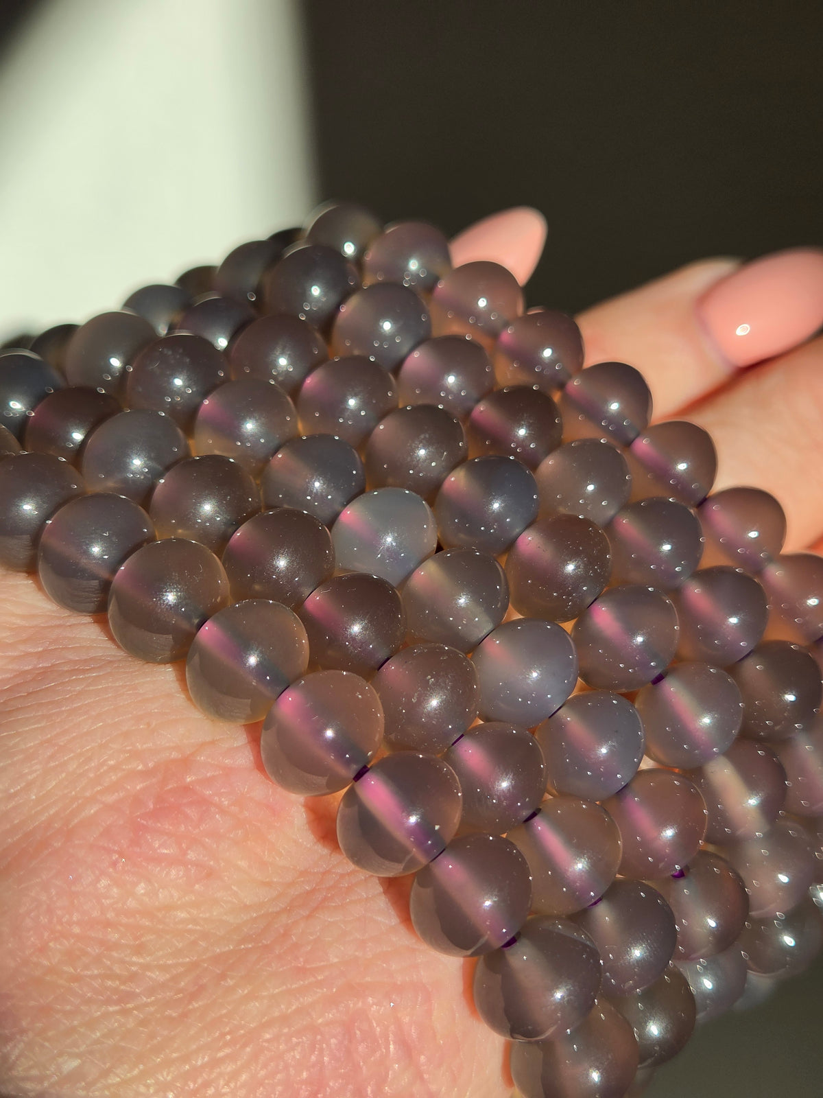 Smoky Purple Agate Bracelet | oval beads
