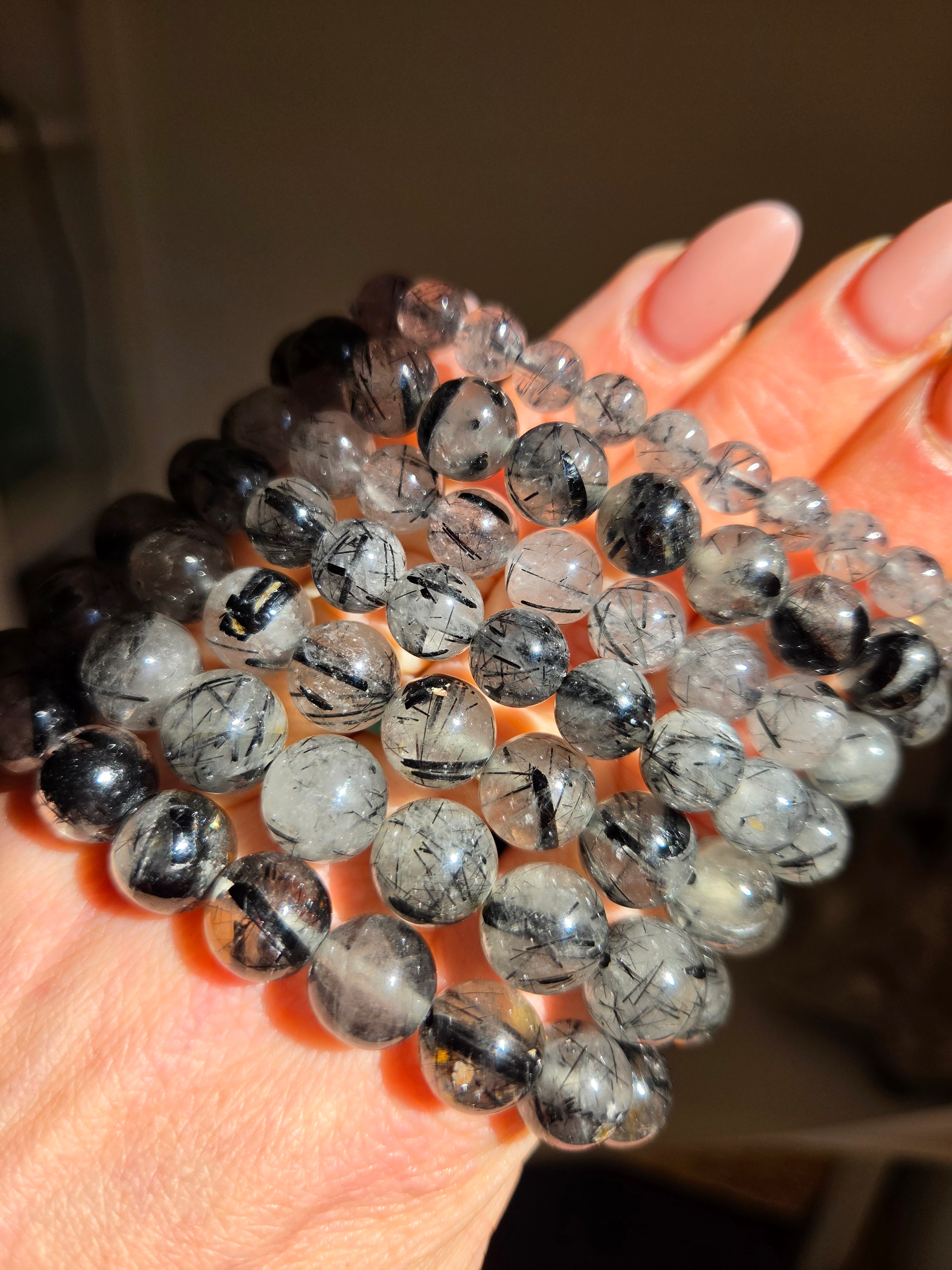 Tourmaline in Quartz bracelet | 6.5mm-11mm
