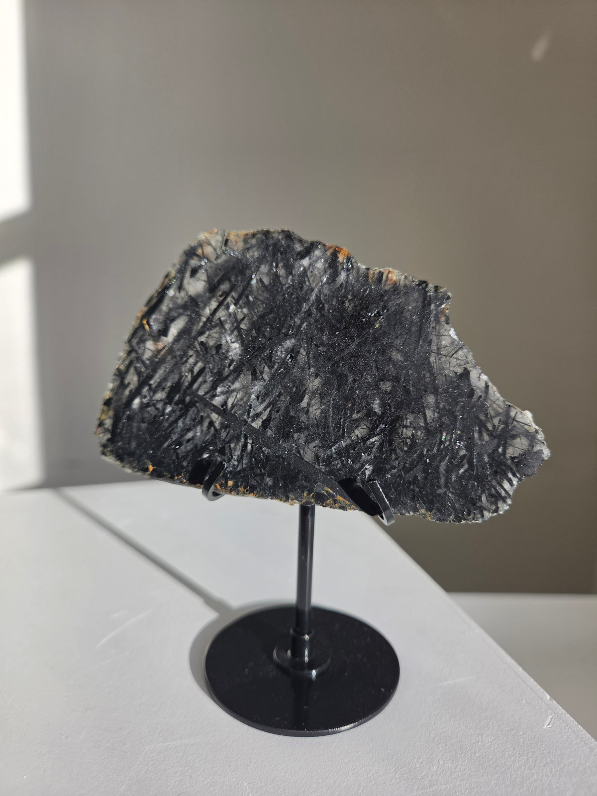 Black Tourmaline x Quartz Slab 006