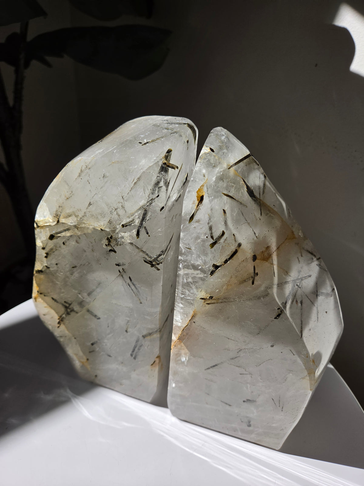 Green Tourmaline x Quartz Bookends