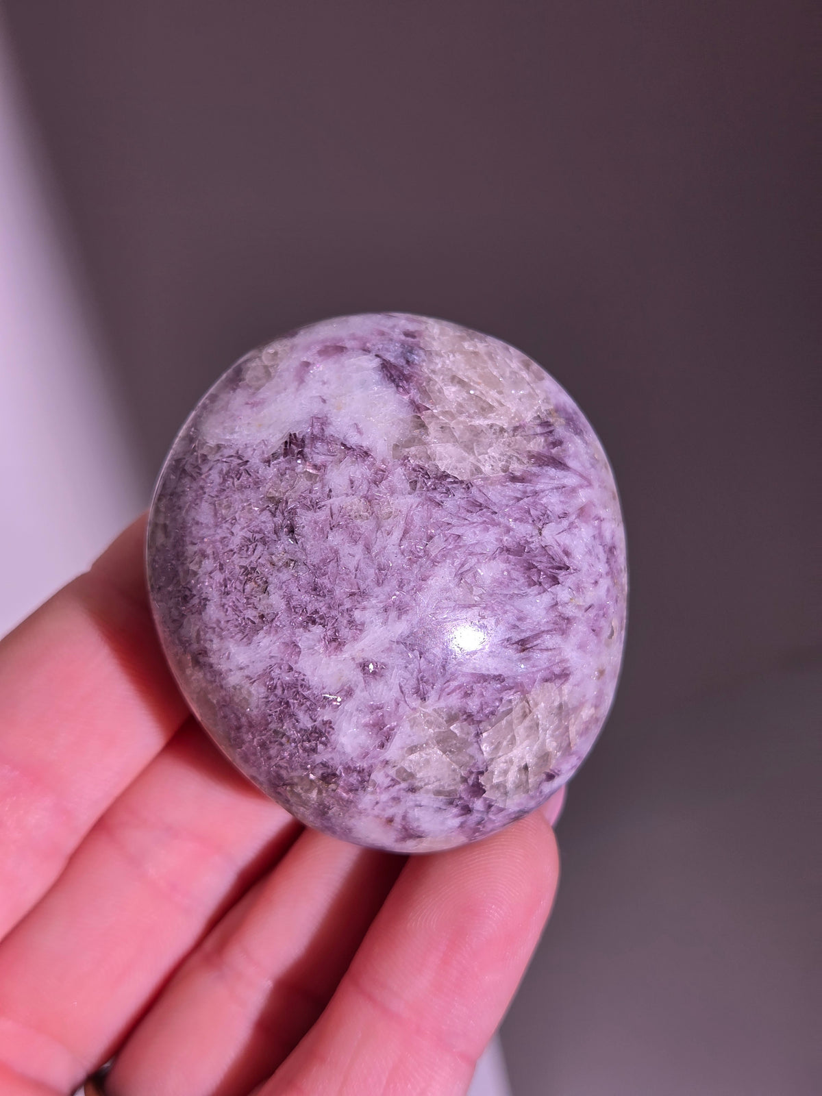 Pink Tourmaline x Lepidolite Palmstone 004