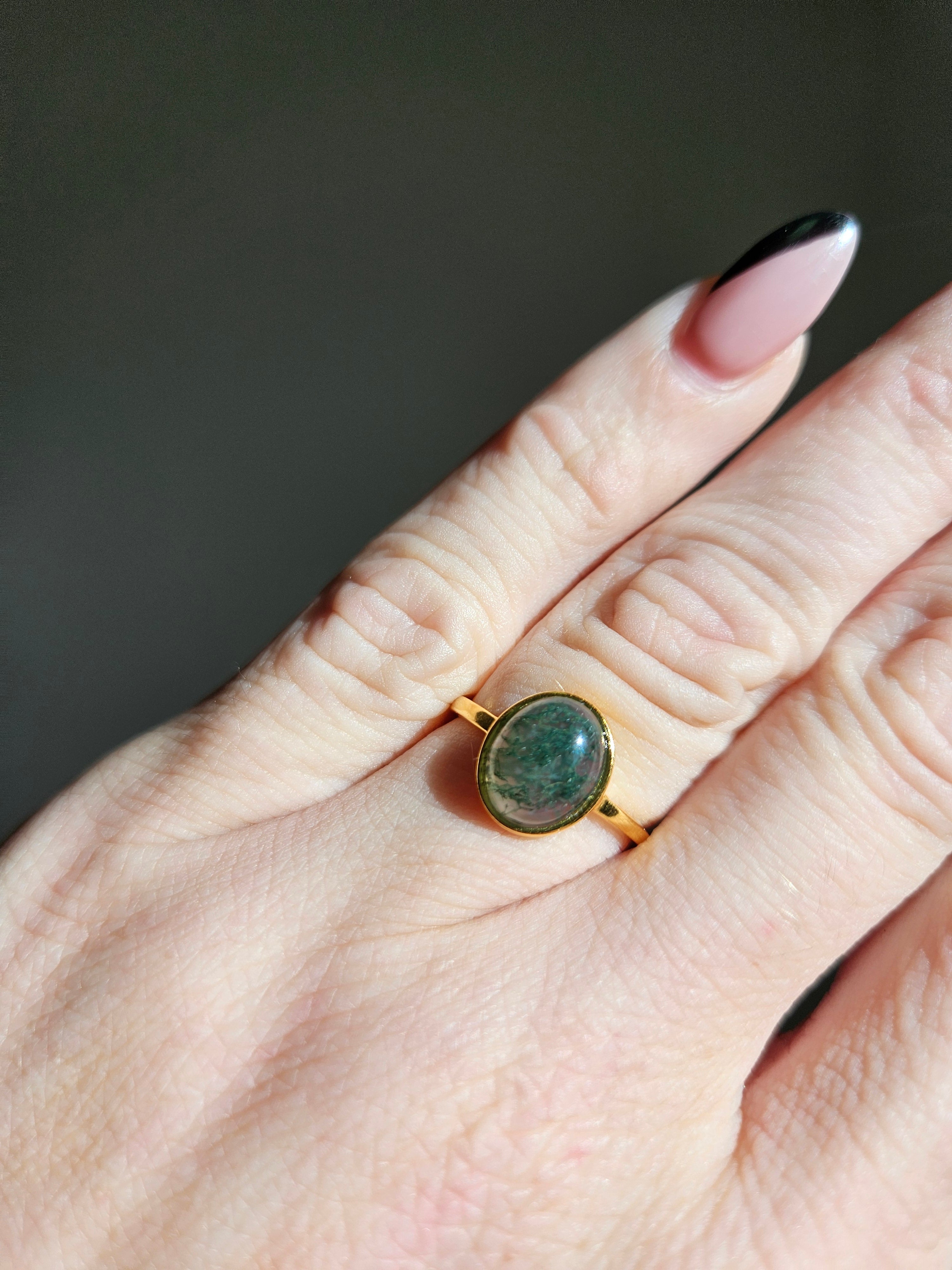 Moss agate ring | adjustable