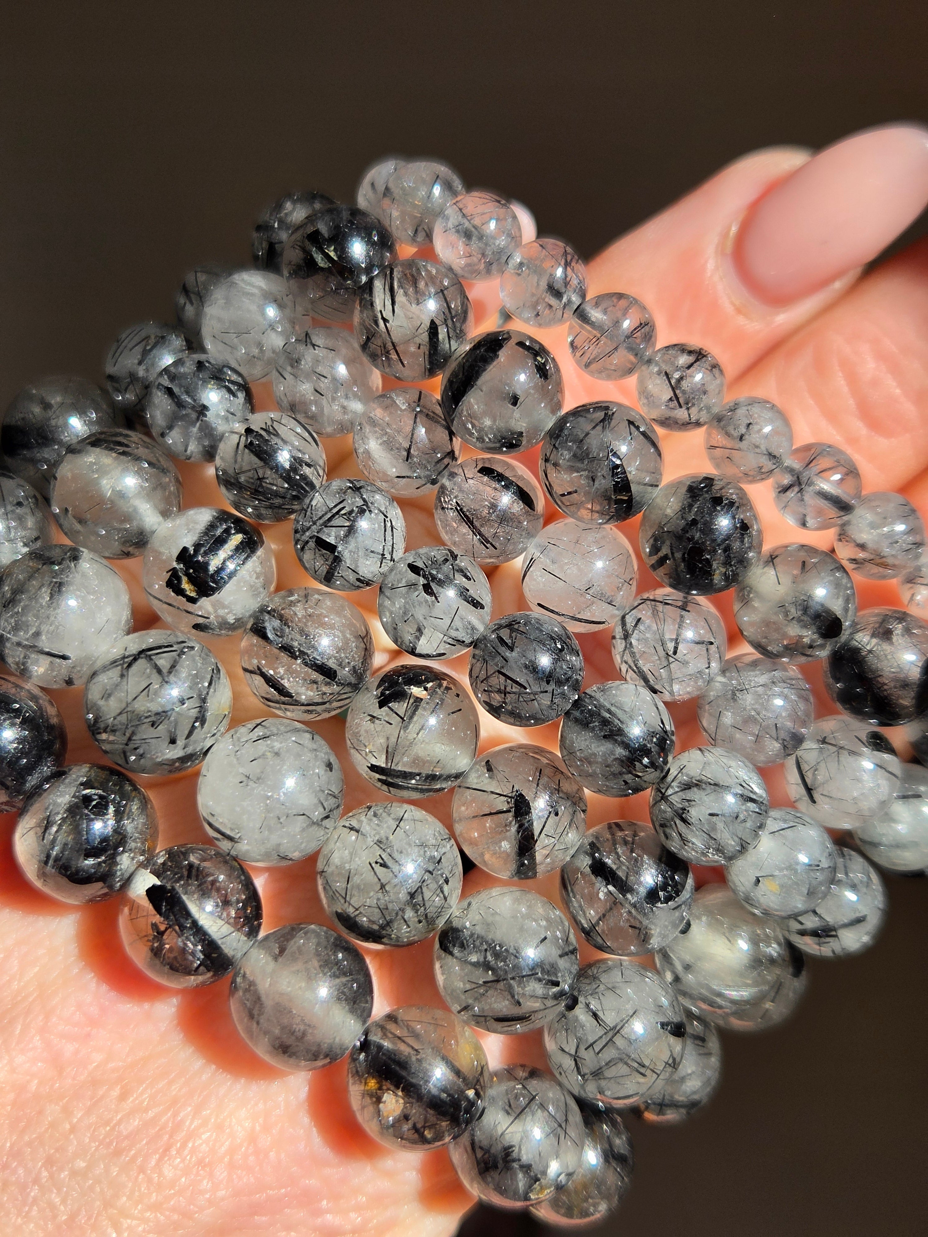 Tourmaline in Quartz bracelet | 6.5mm-11mm