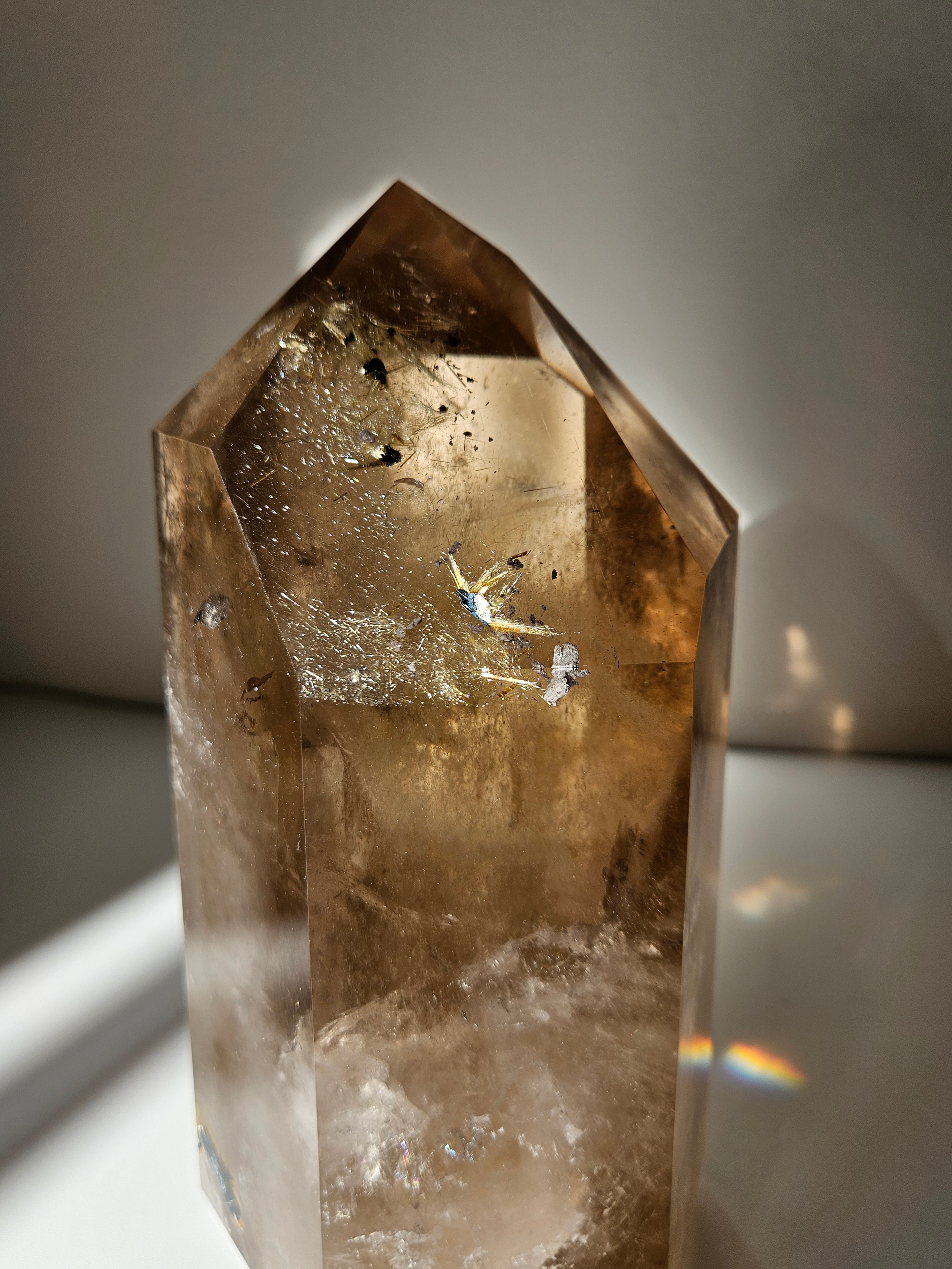 Phantom Smoky Quartz Tower with Rutile