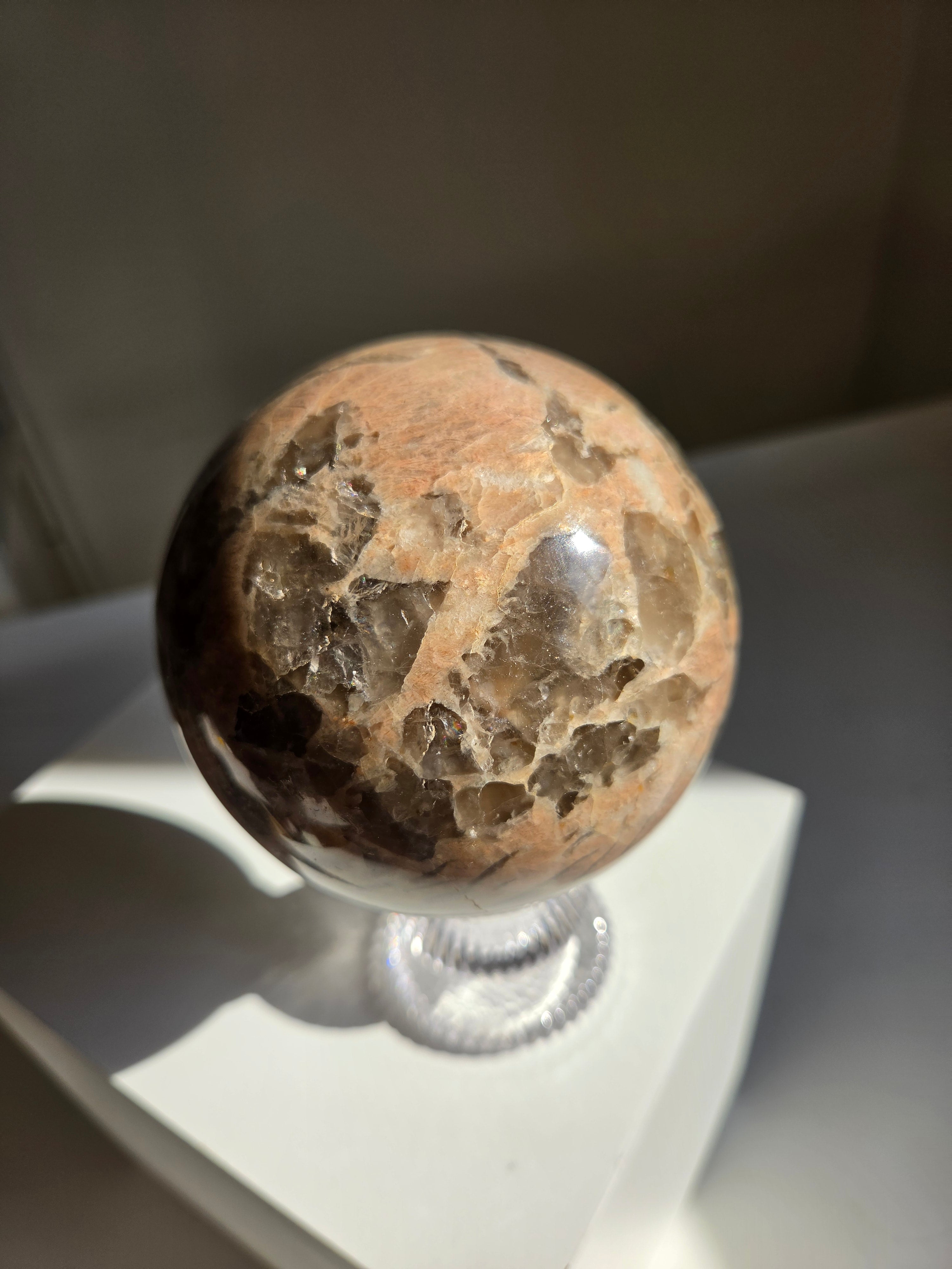 Moonstone x Smoky Quartz Sphere 001