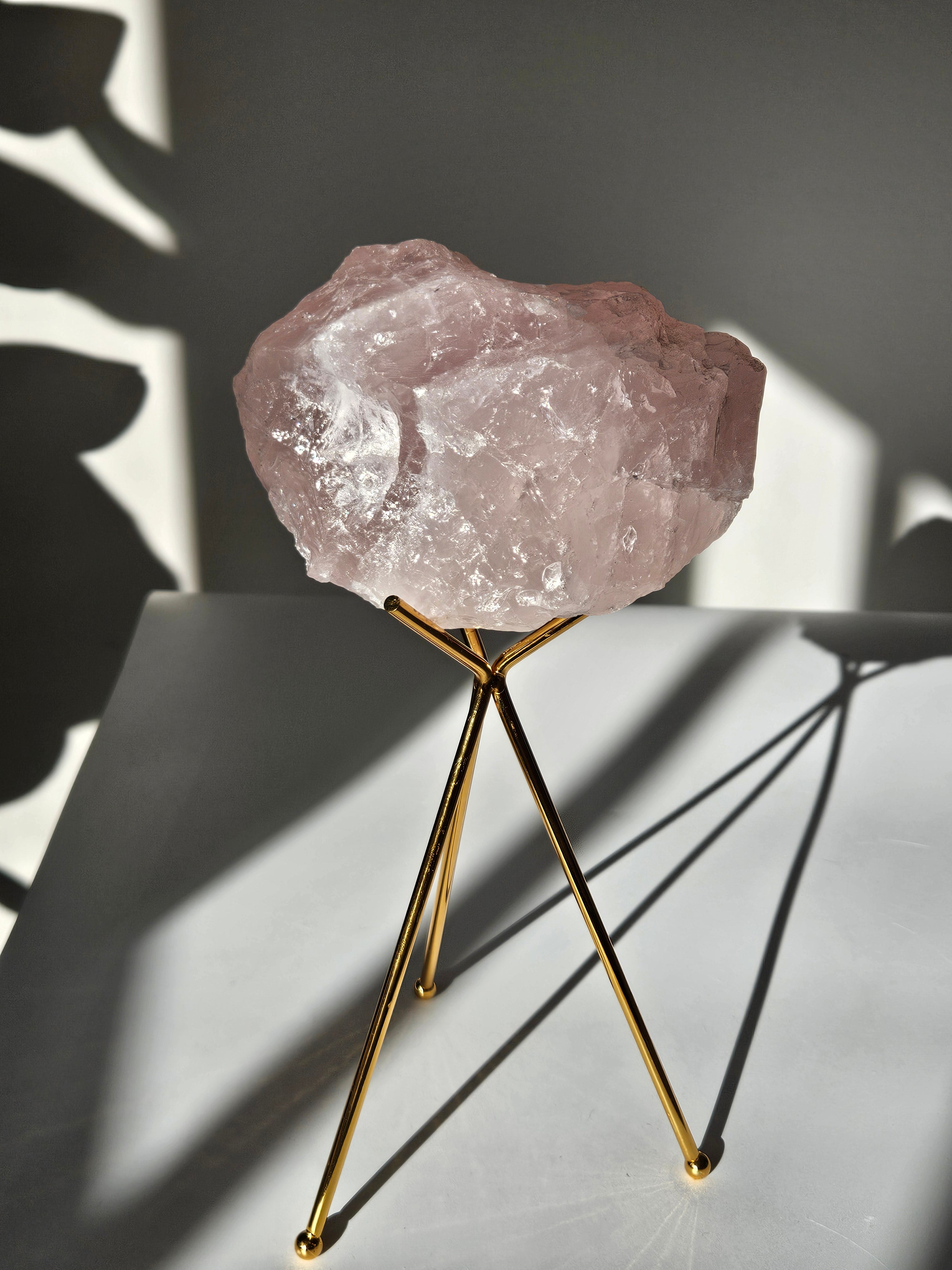 Raw Rose Quartz on Stand 004
