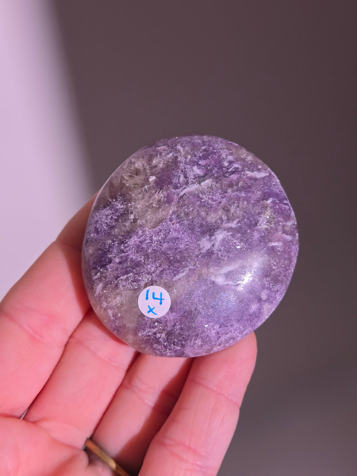 Pink Tourmaline x Lepidolite Palmstone 001