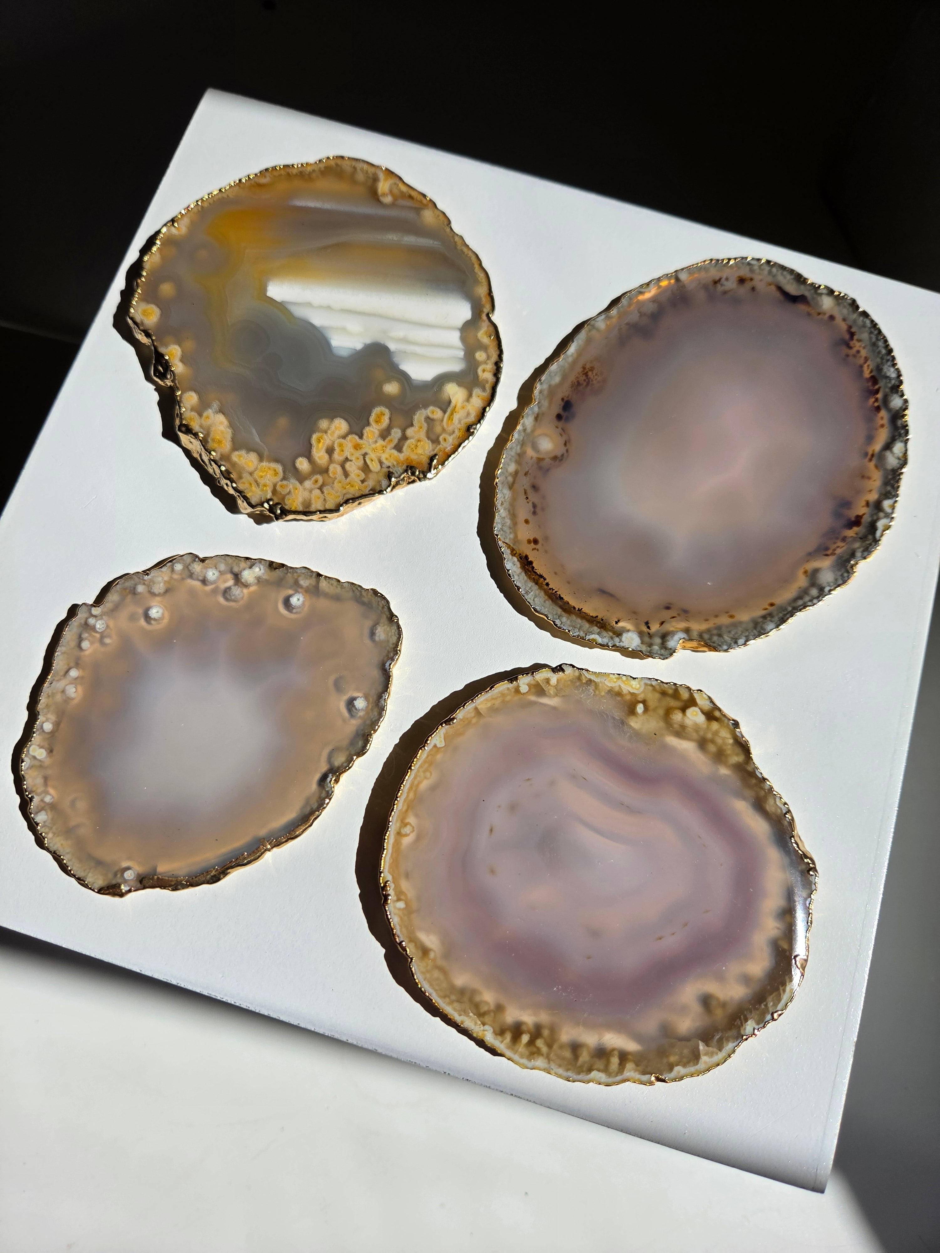 Agate Slab Set | gold trim