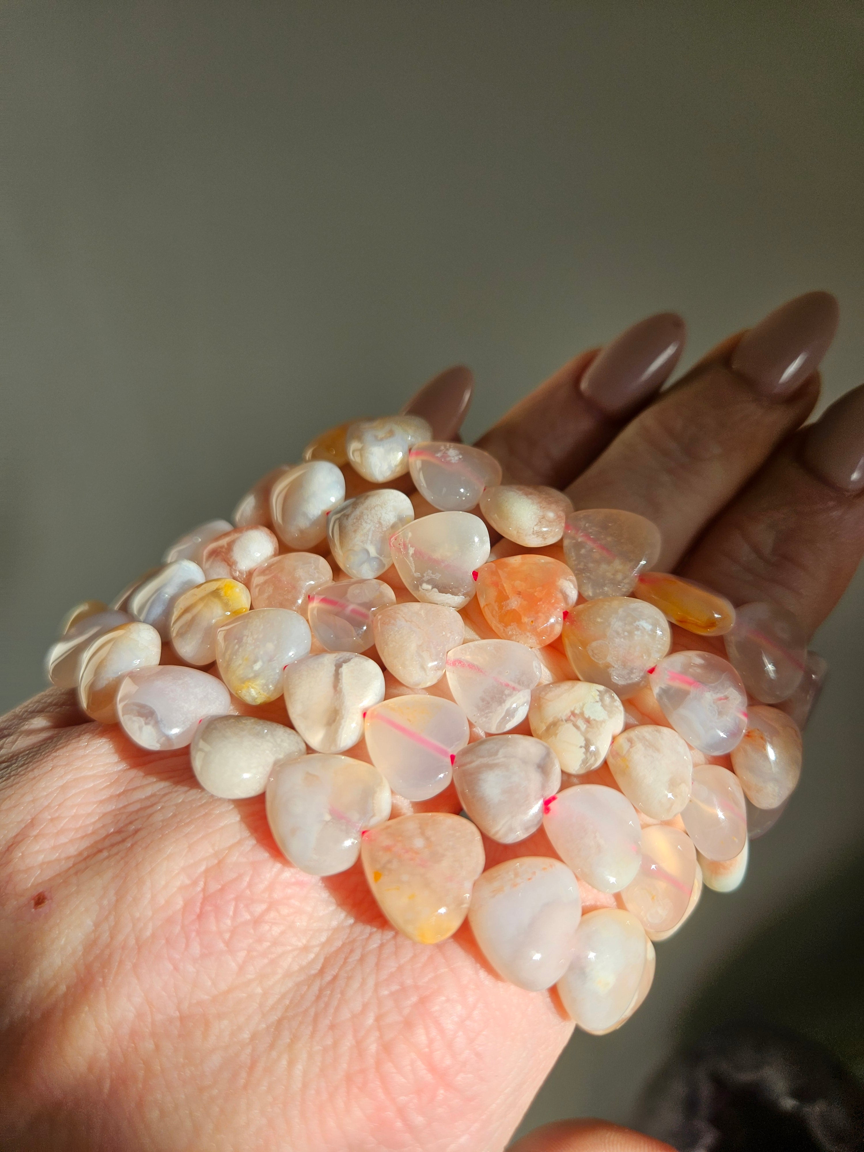 Flower Agate Heart Bracelet