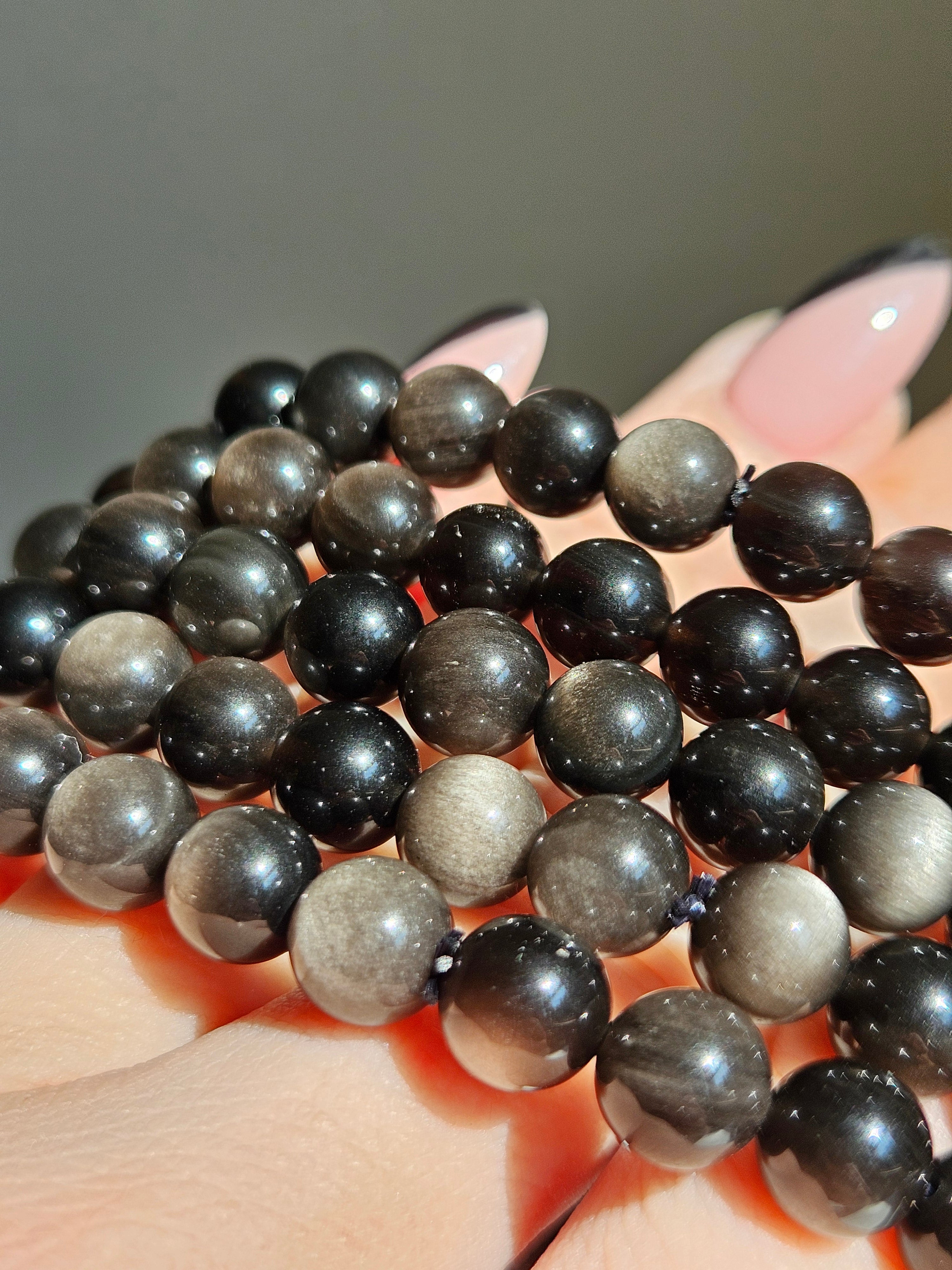 Silver Obsidian Bracelet | 8mm