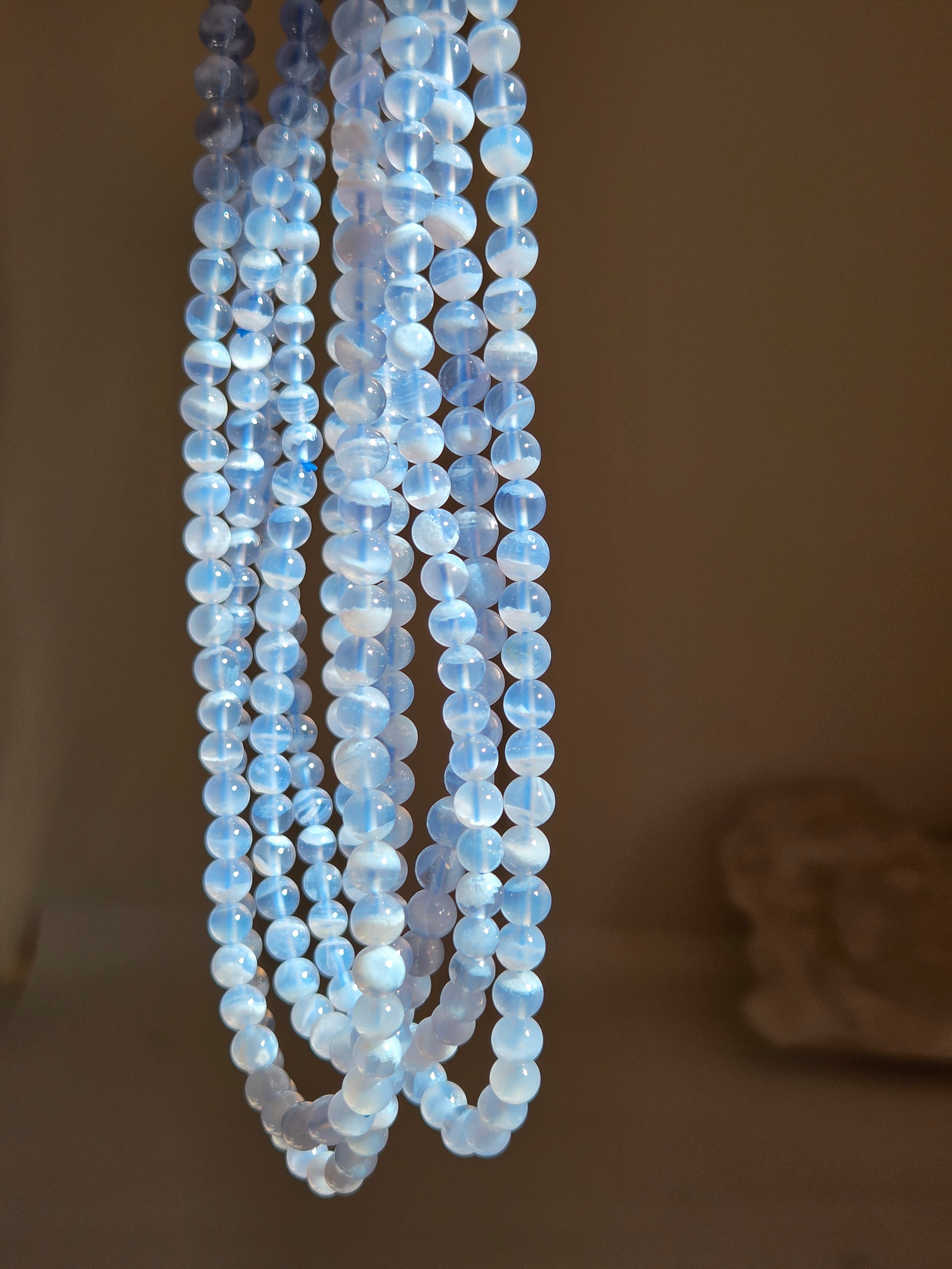Blue Lace Agate 3 wrap bracelet | 6.5mm