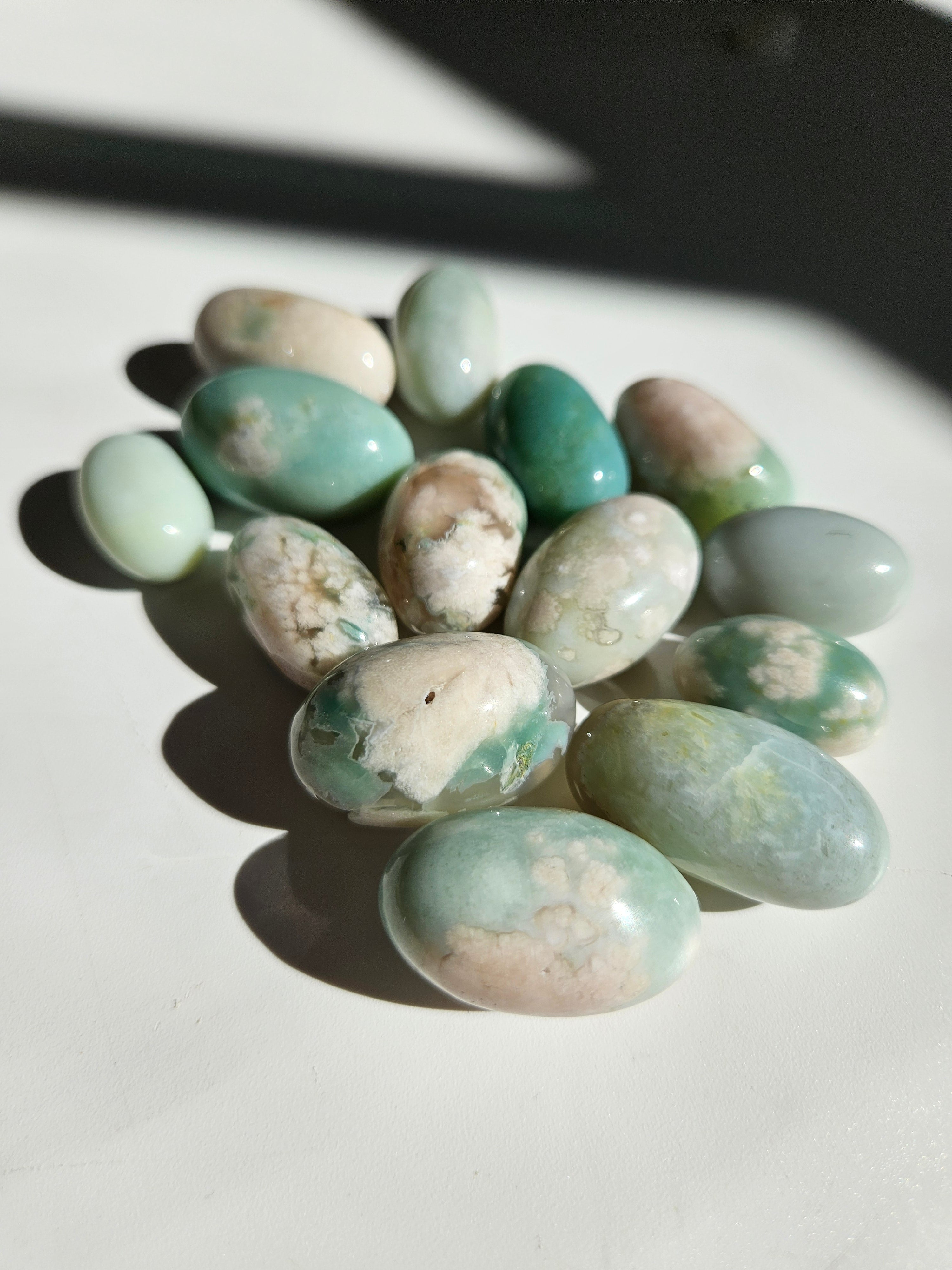 Green Flower Agate Shiva Set