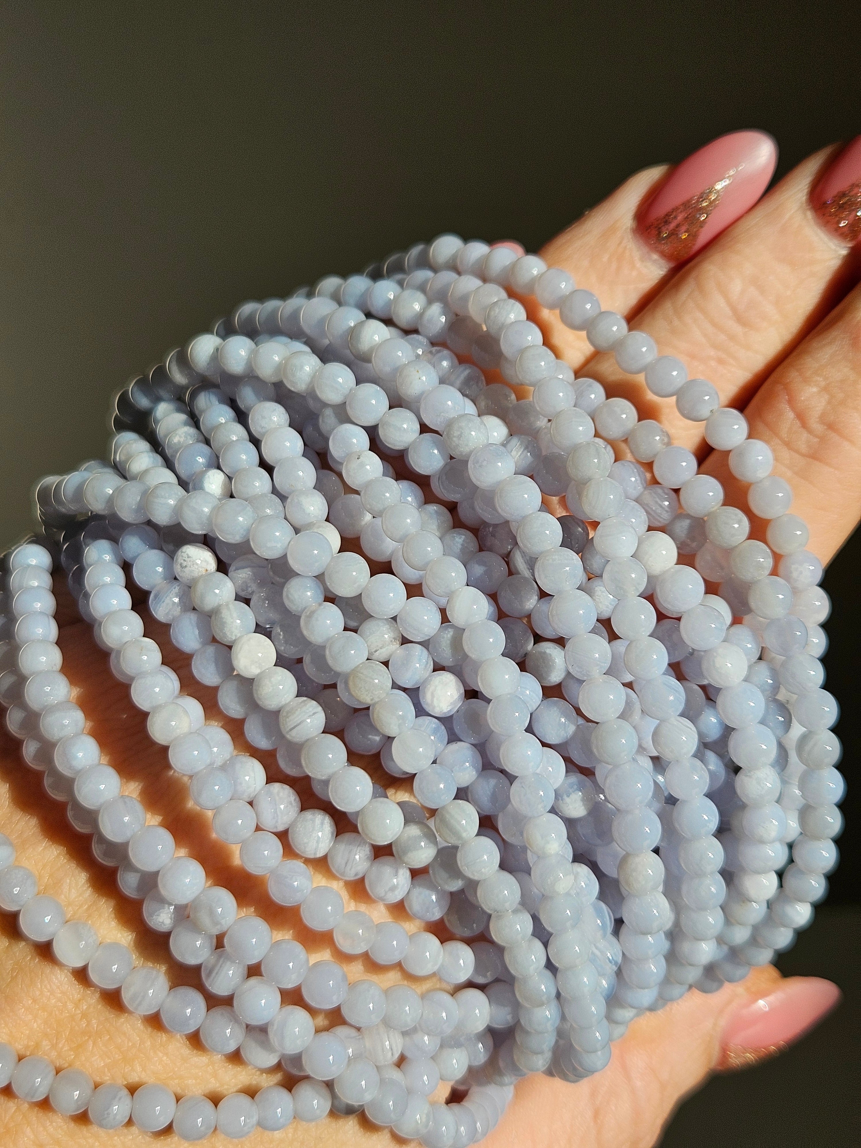 Blue Lace Agate 3 wrap bracelet | 5mm