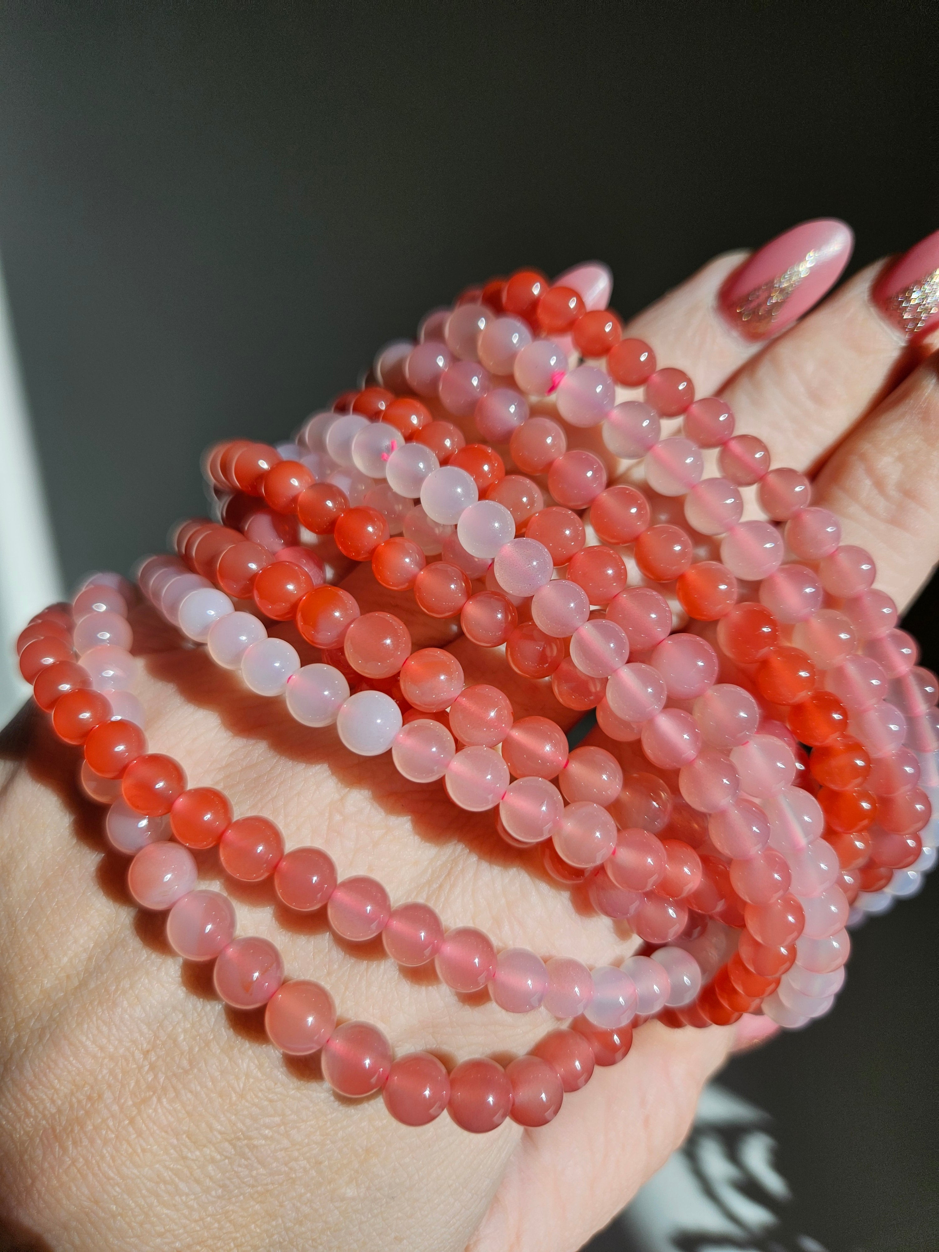 Pink Agate 3 wrap Bracelet | 6mm