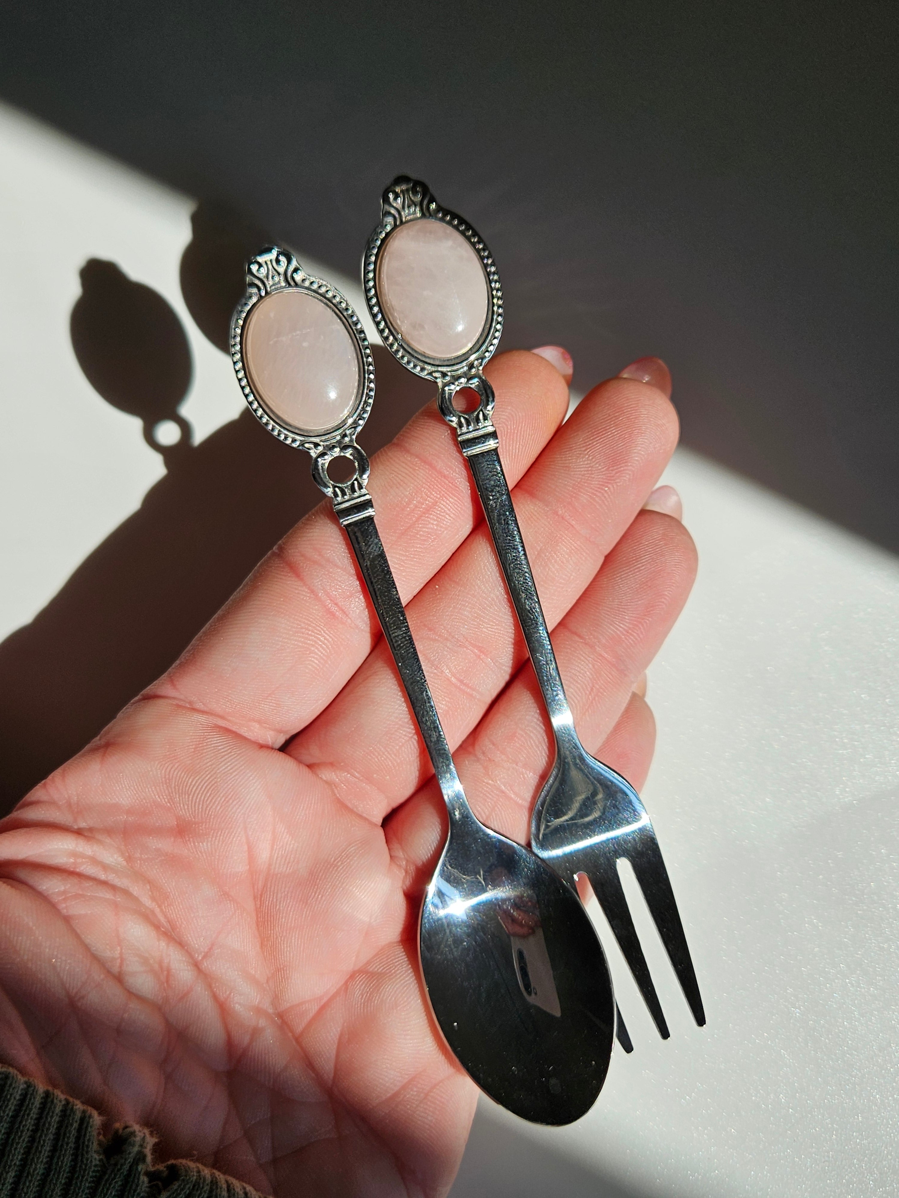 Rose Quartz Spoon & Fork