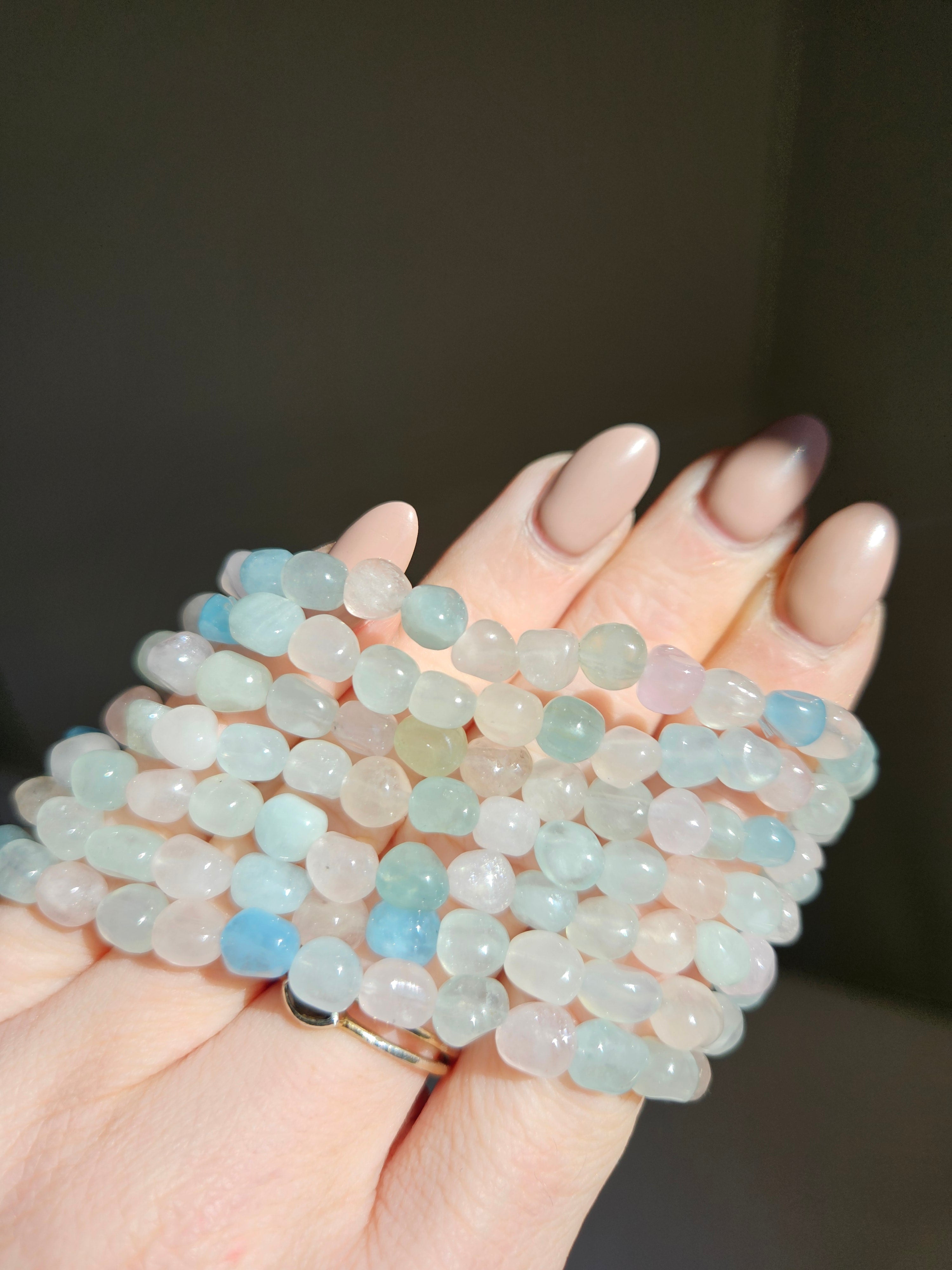 Aquamarine x Morganite bracelet | pebble beads