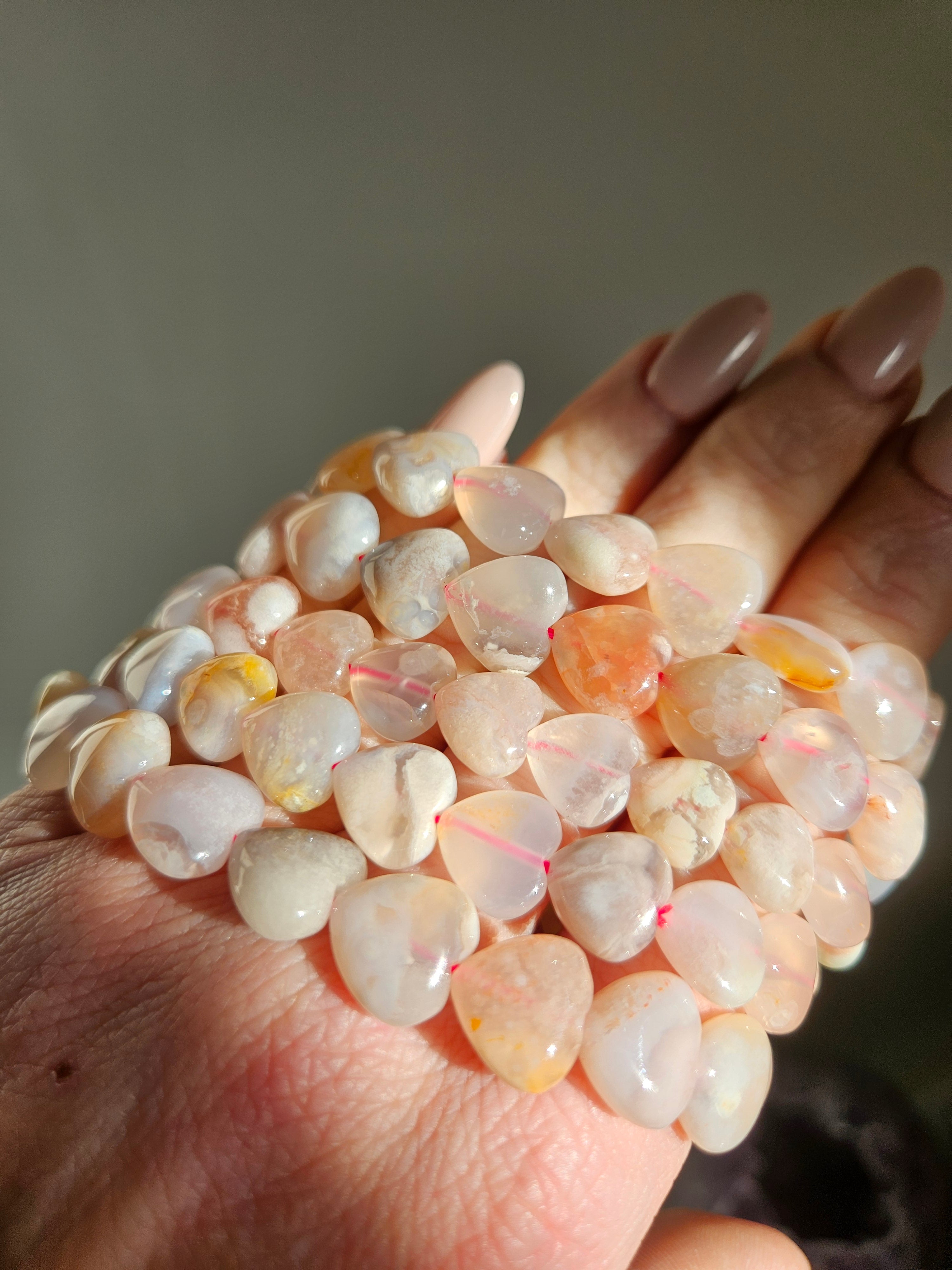 Flower Agate Heart Bracelet