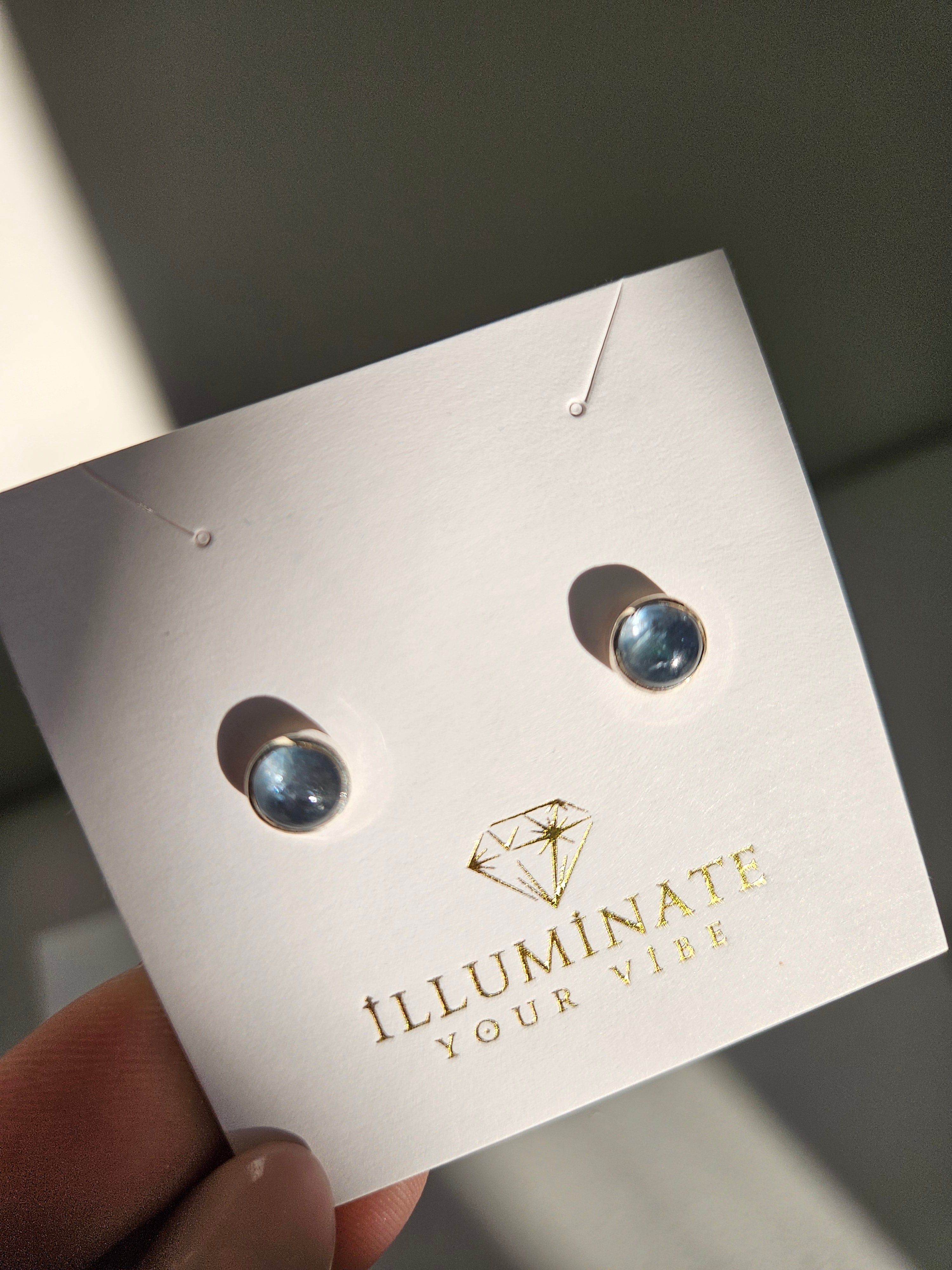 Blue Apatite Round Studs