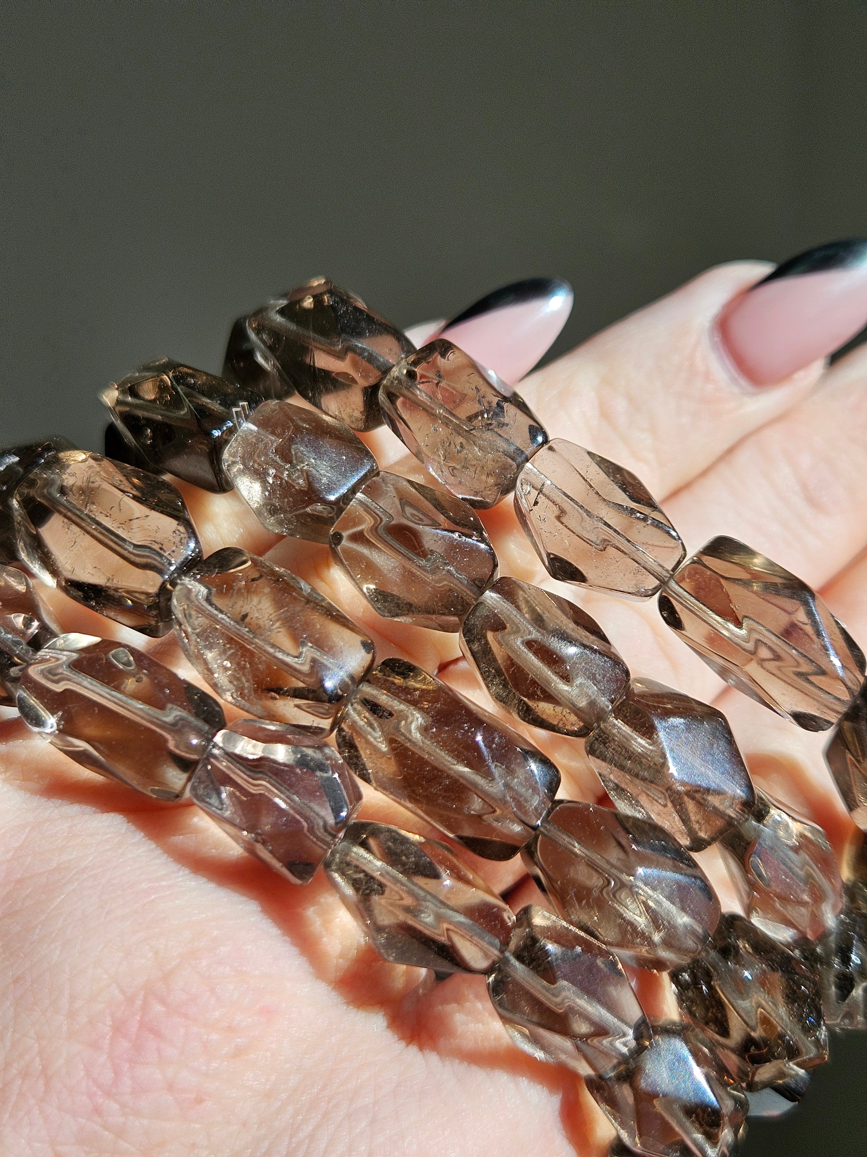Smoky Quartz freeform bracelet | 11mm