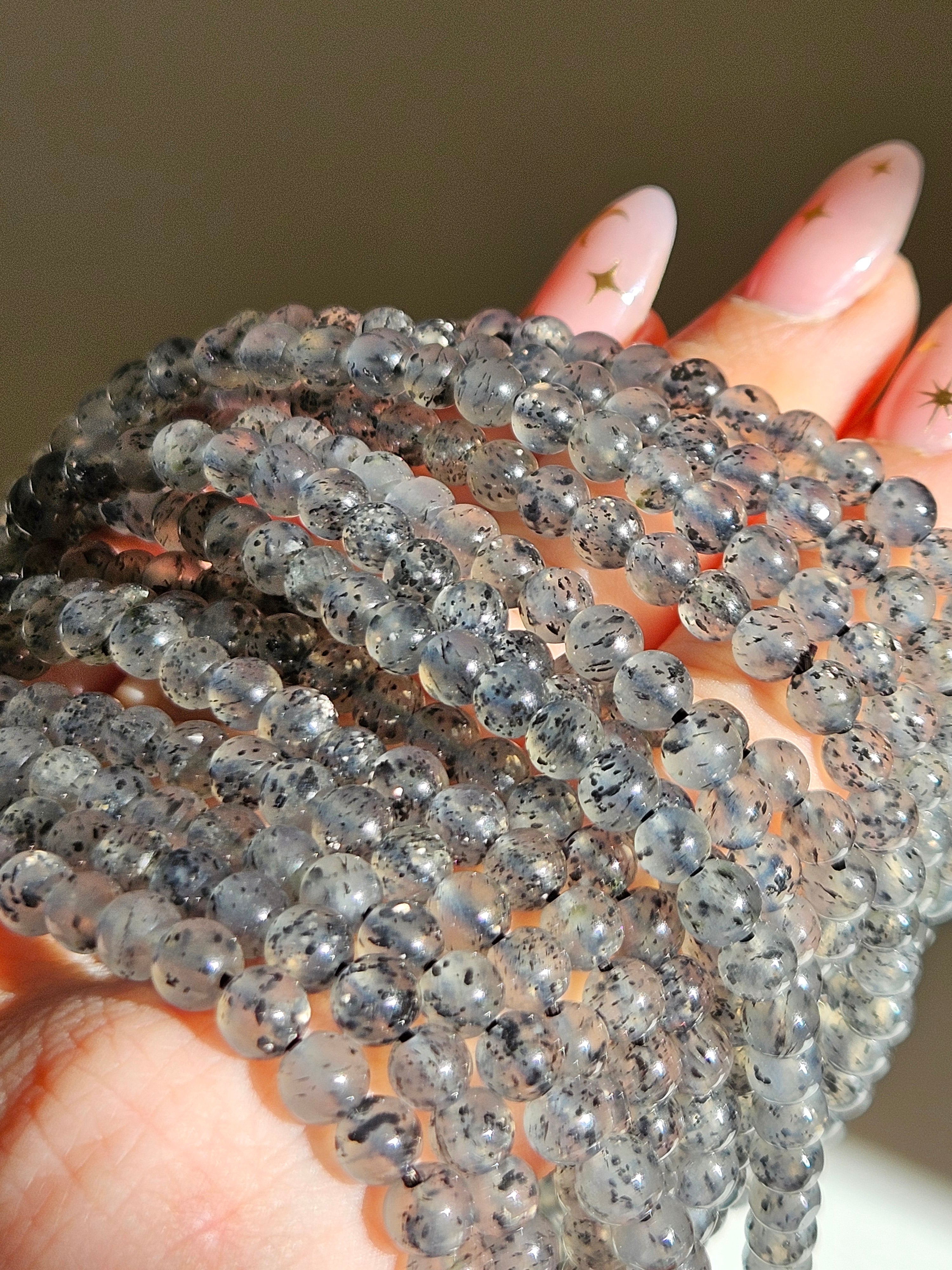 Silver Quartz x Mica 3 wrap bracelet | 6mm