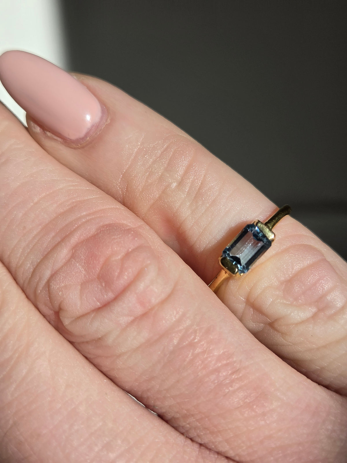 Size 5 | blue topaz Ring | gold 048