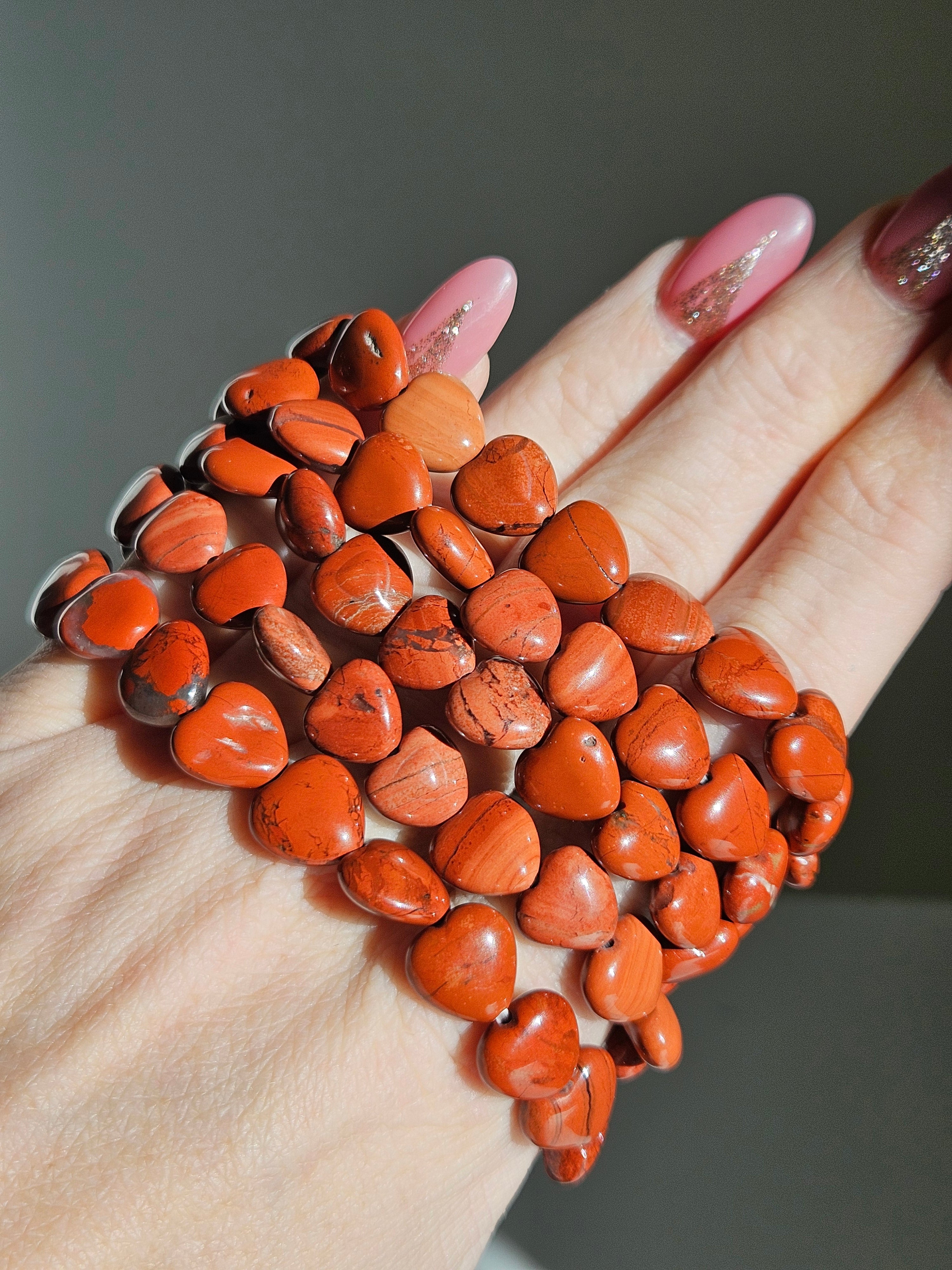 Red Jasper bracelet | heart beads