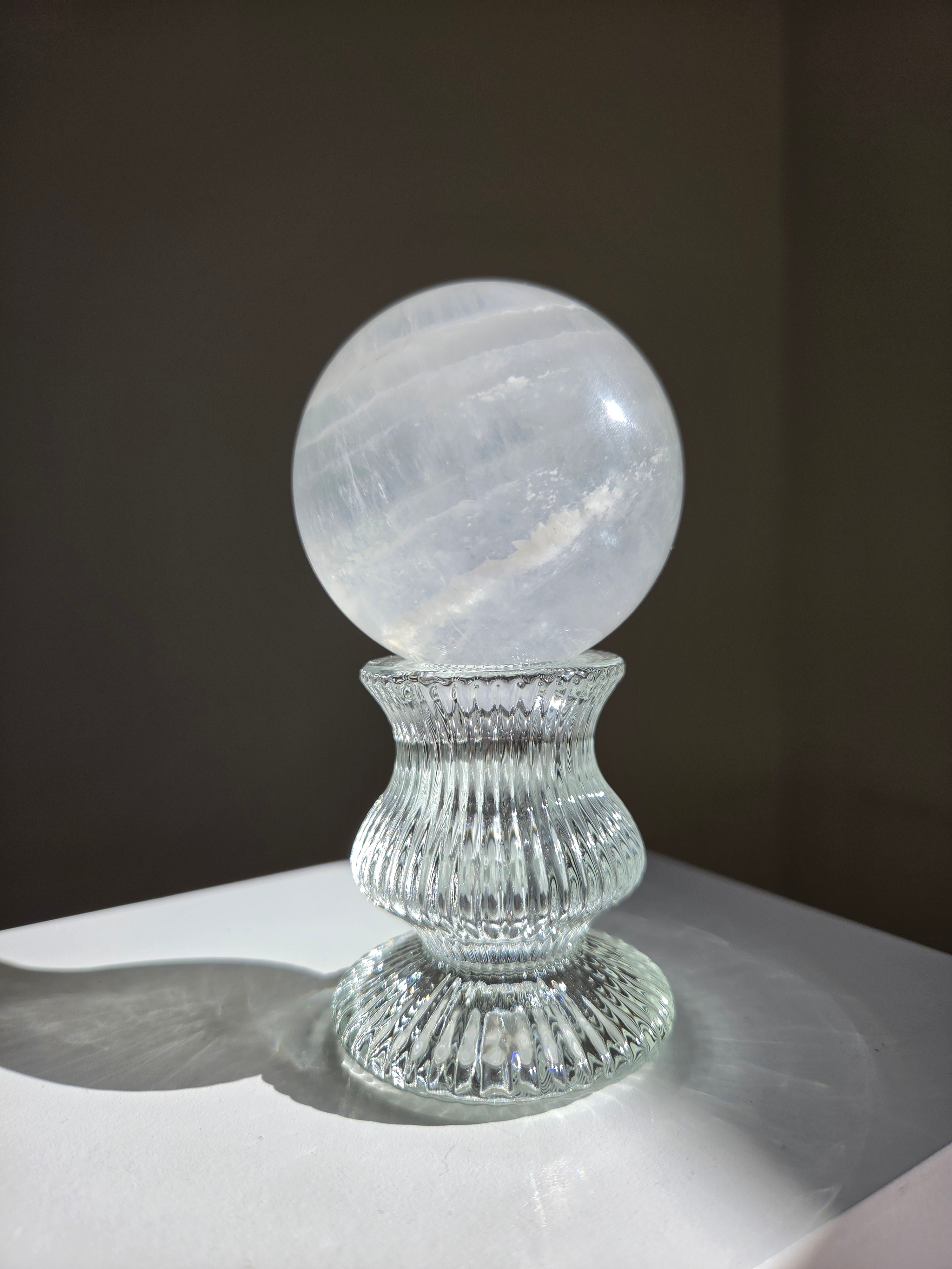 White Fluorite Sphere 001