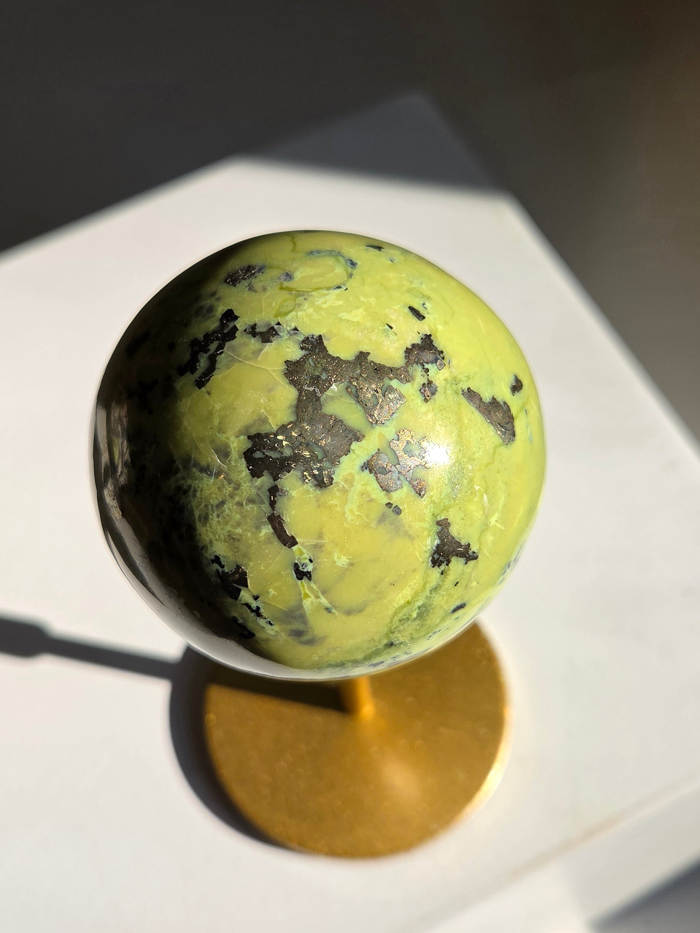 Serpentine x Pyrite Sphere 005