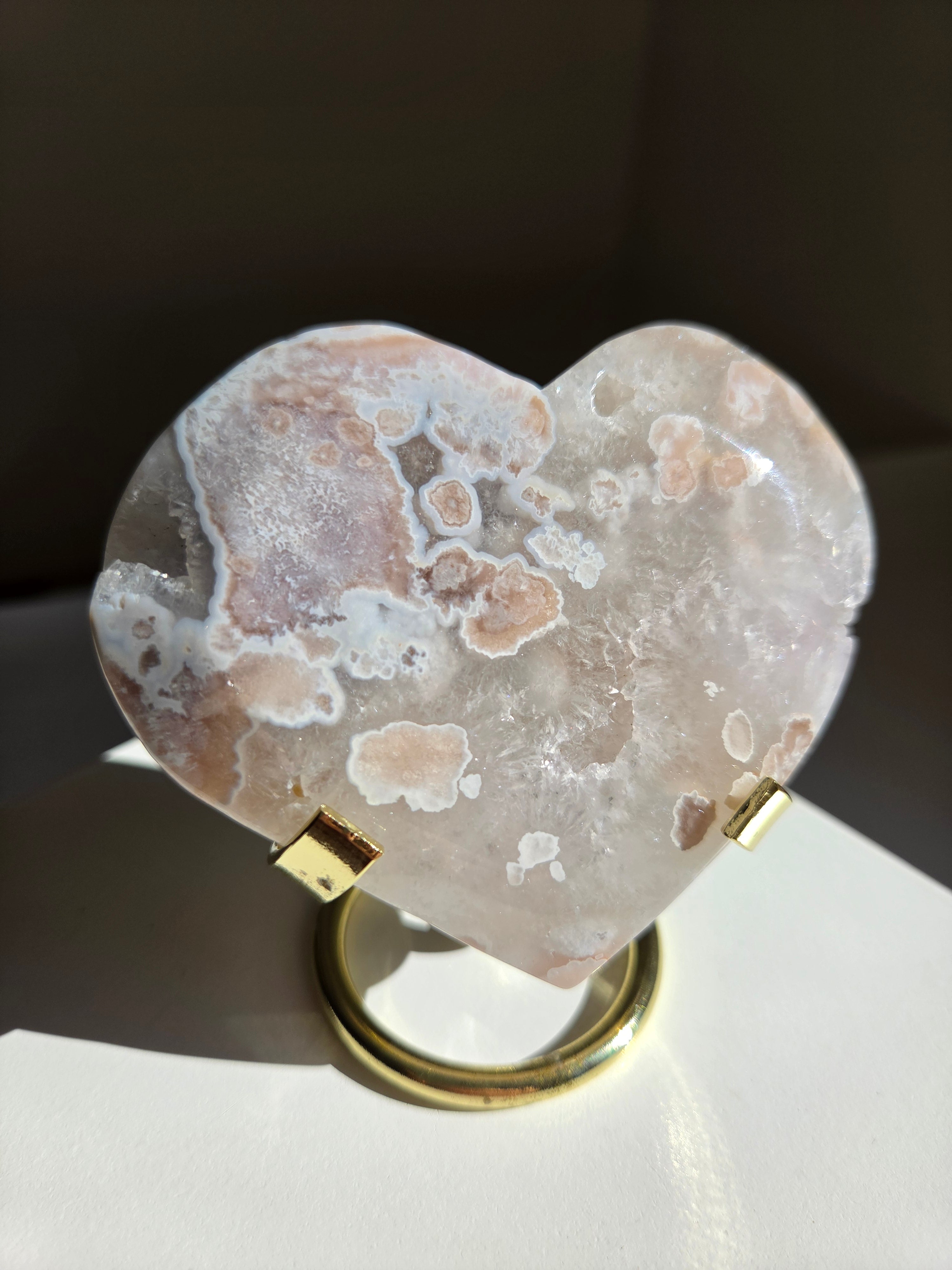 Flower Agate Heart 004
