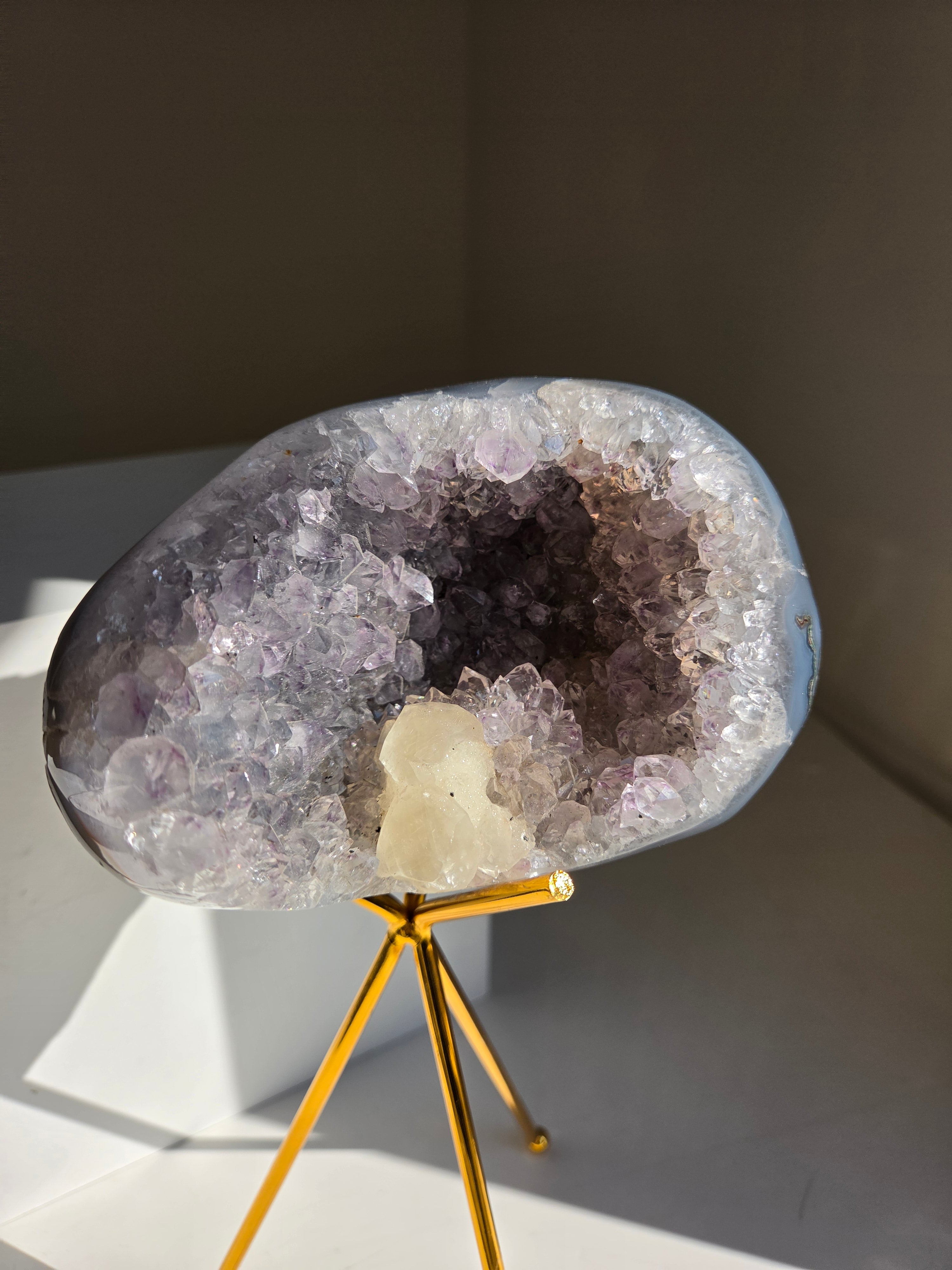 Amethyst x Calcite on Stand