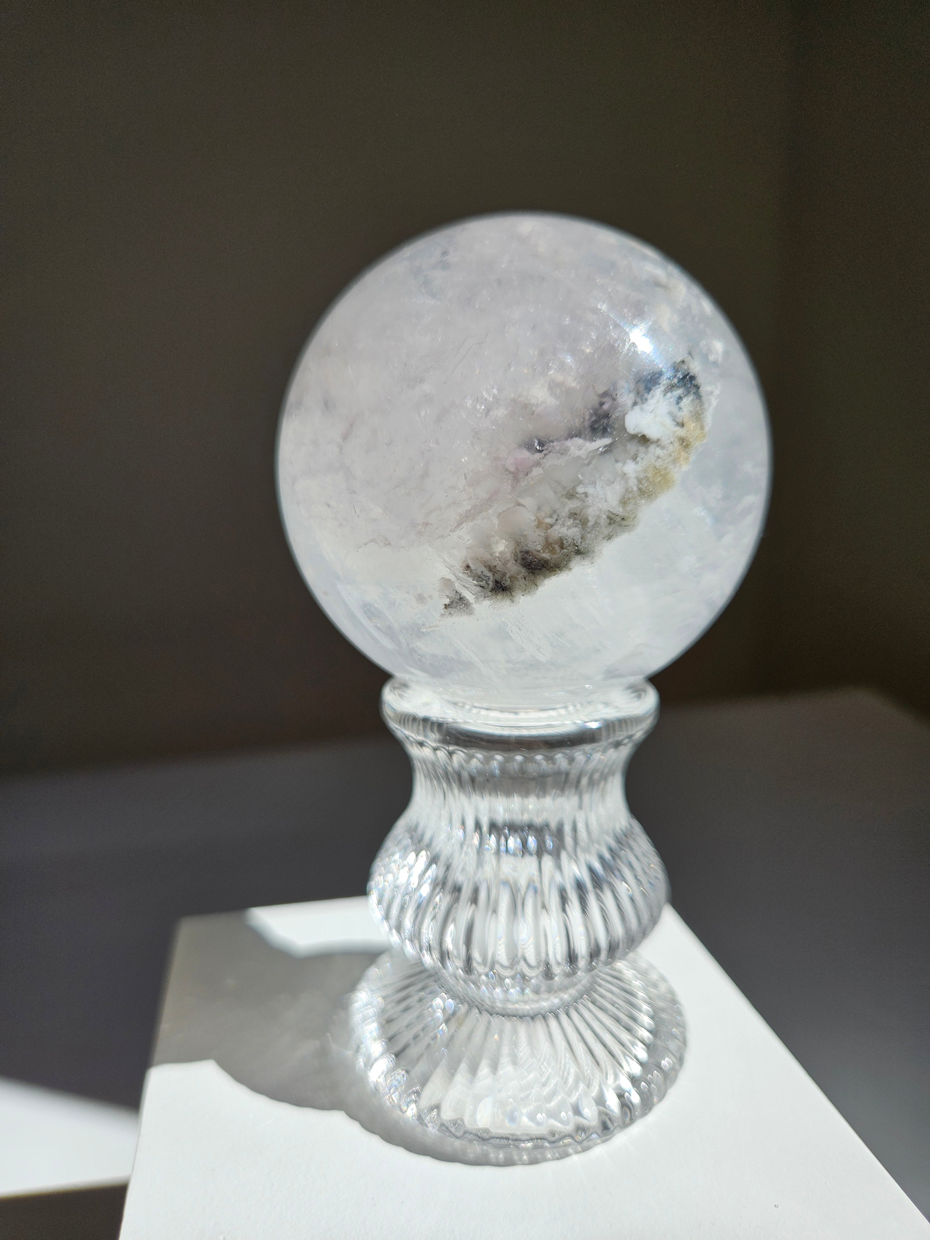 White Fluorite x Mica Sphere 001