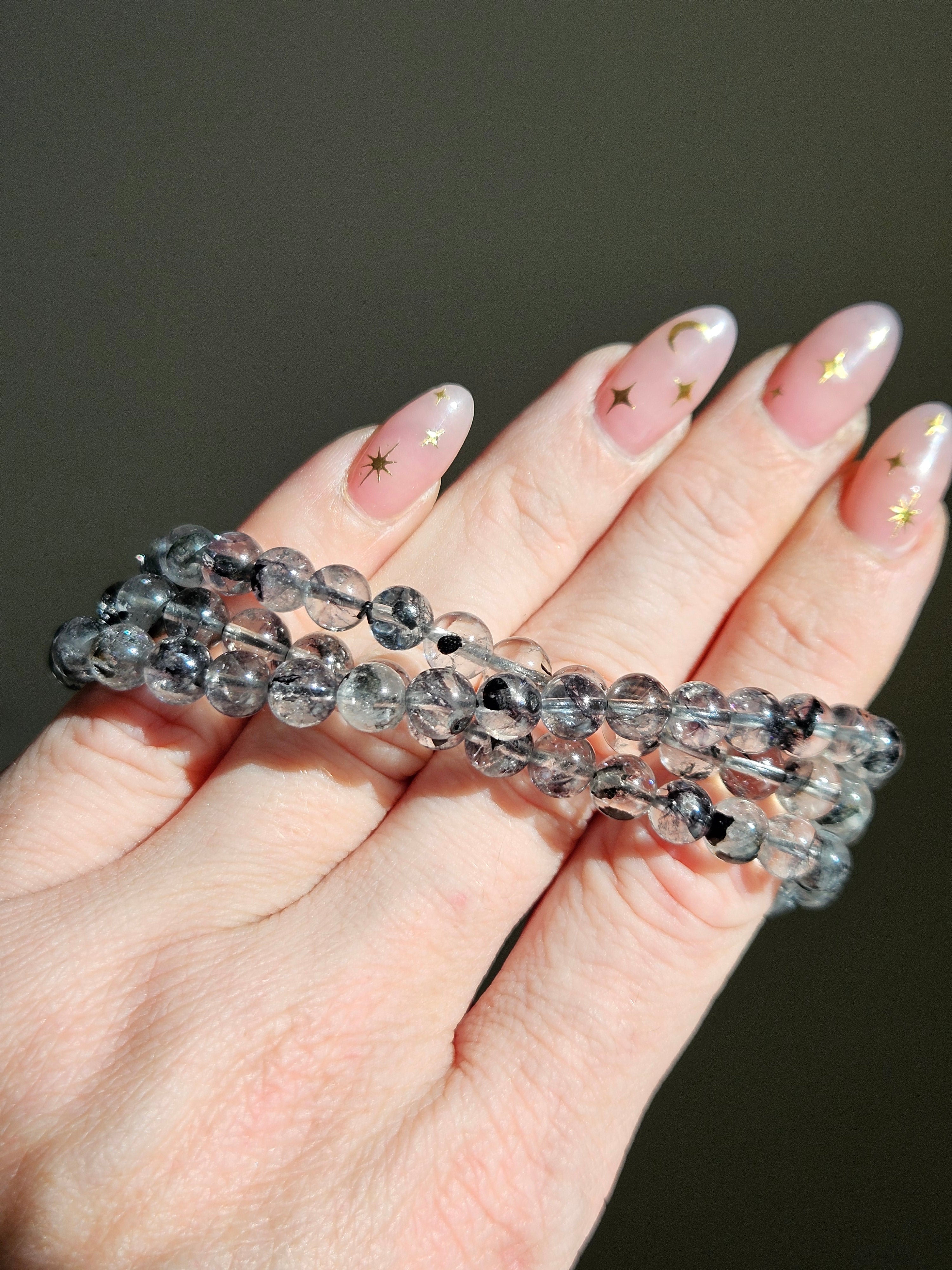 Carbon included Quartz 3 wrap bracelet | 7mm