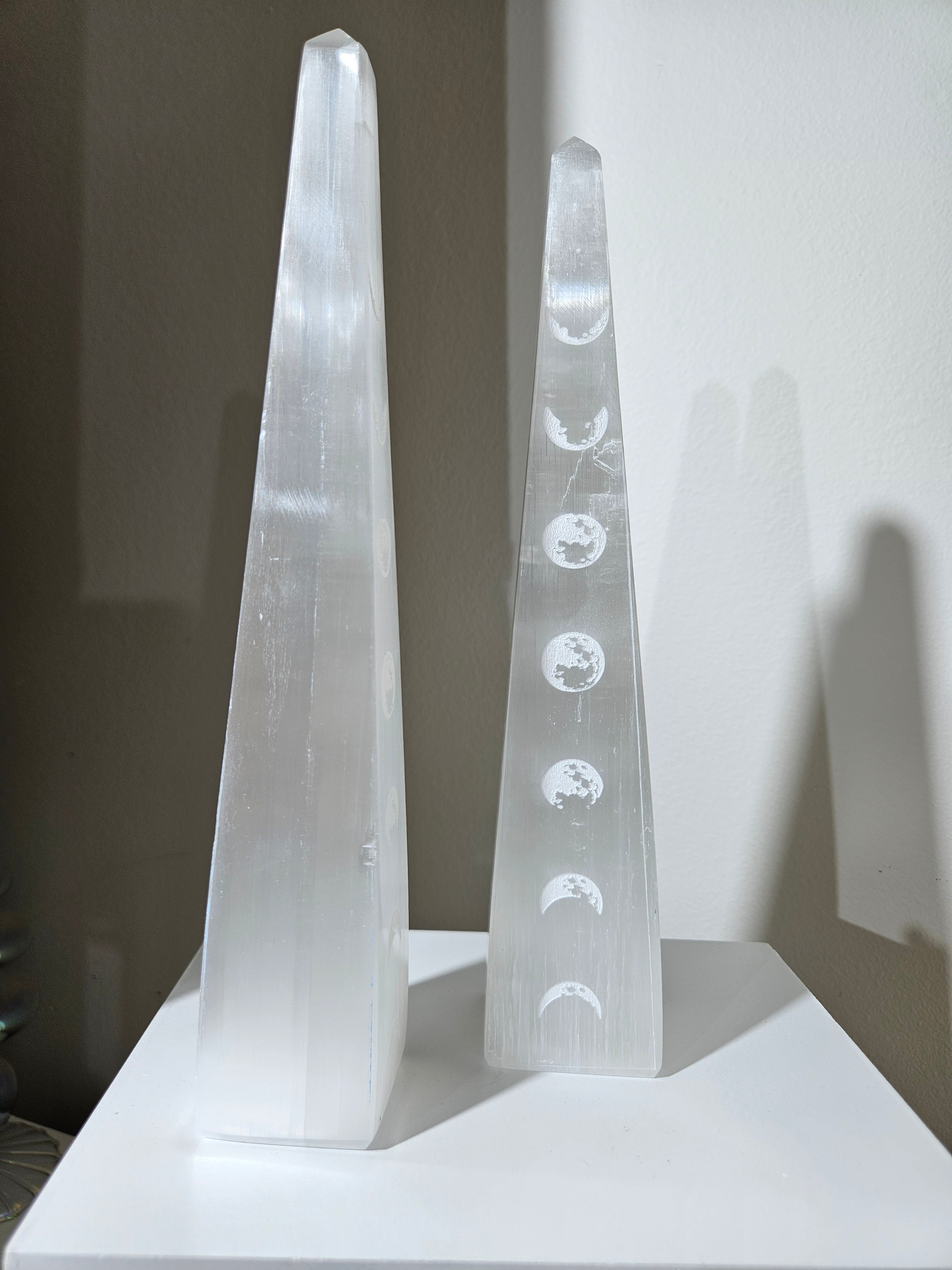 Selenite Moonphase Tower