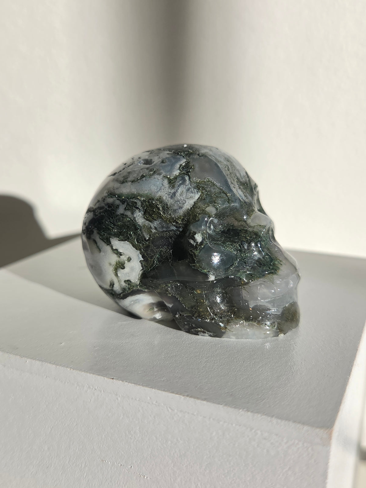 Moss Agate Skull 003