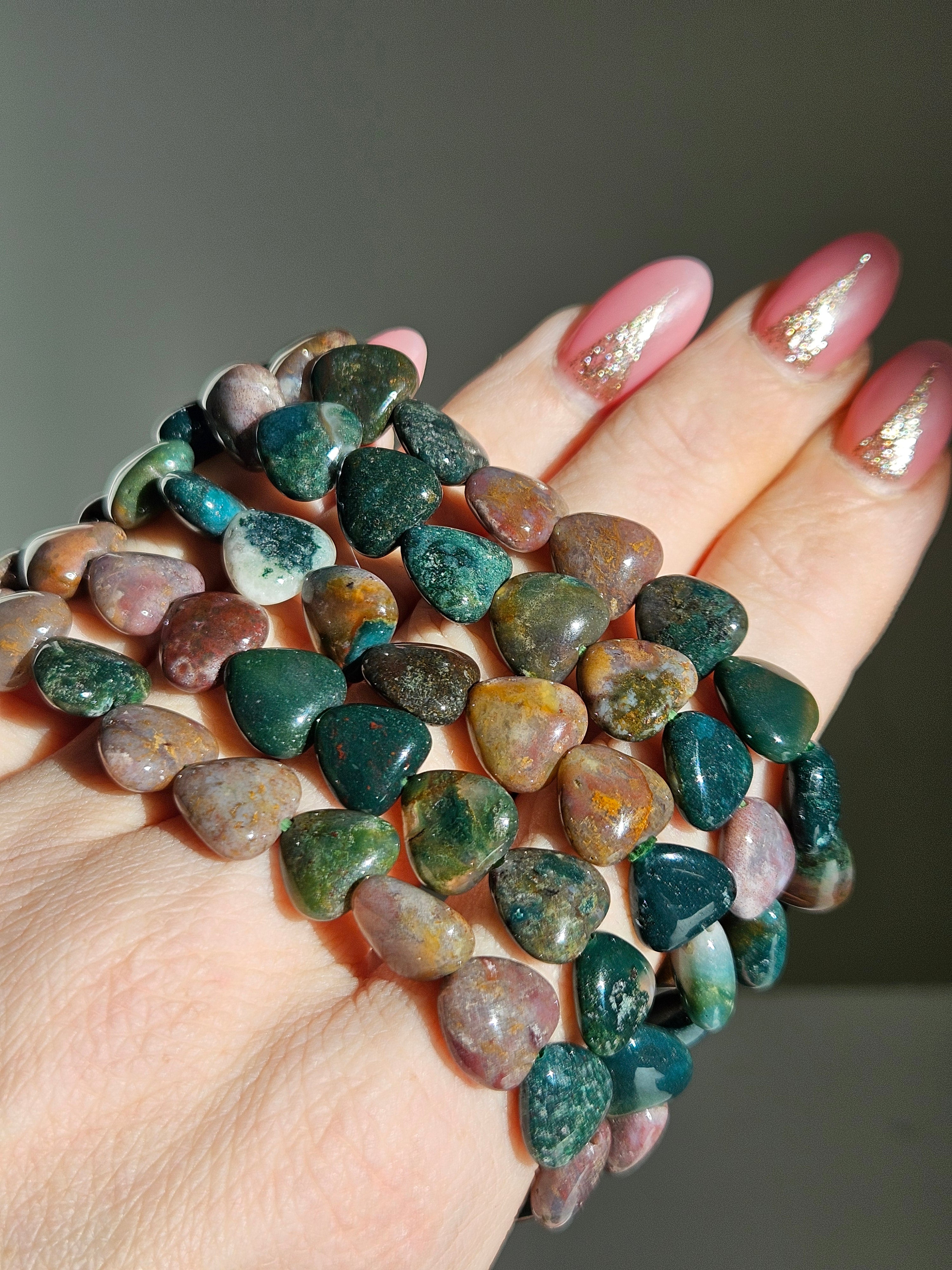 Sea Jasper bracelet | heart beads