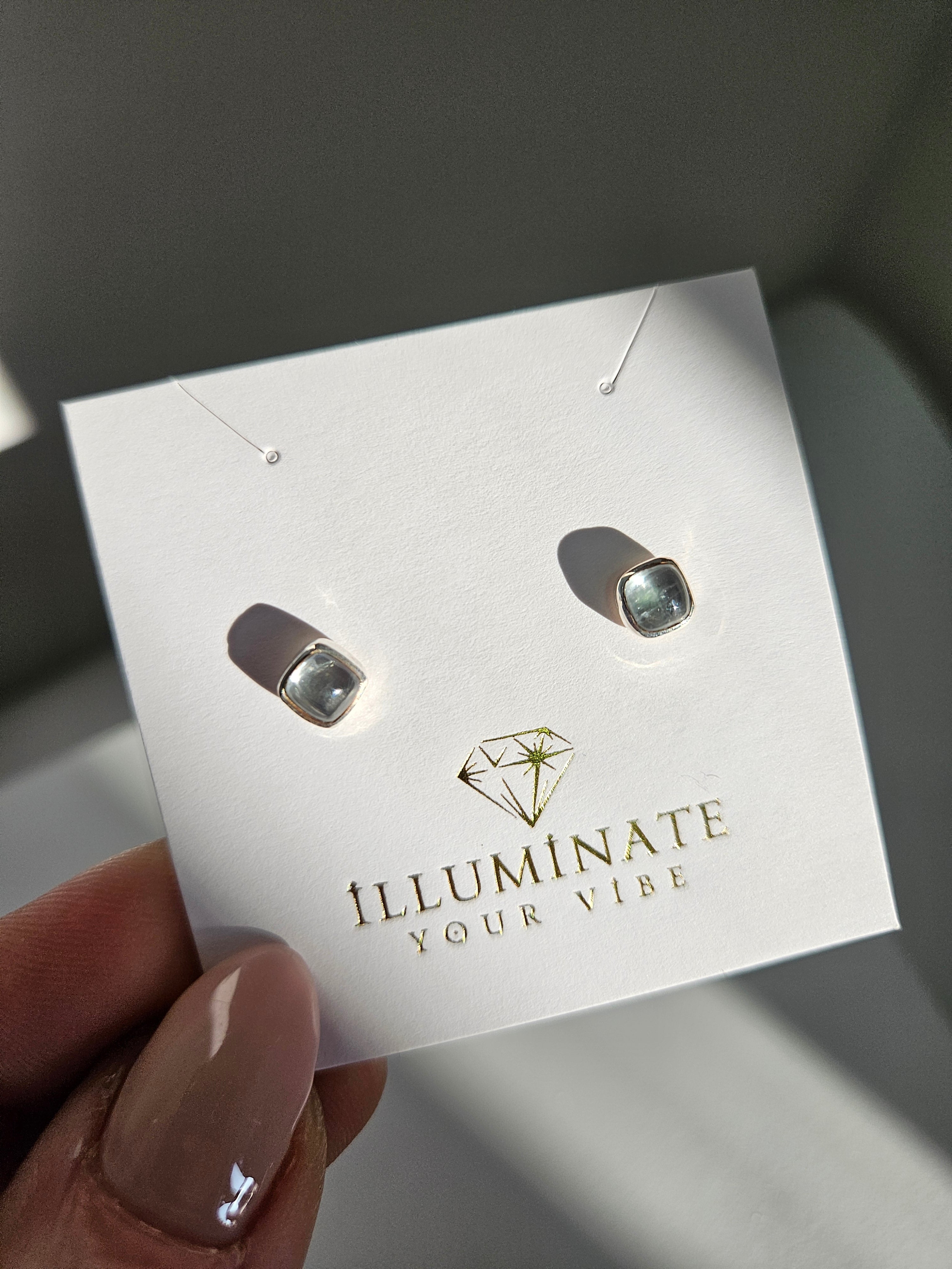 Blue Apatite Square Studs