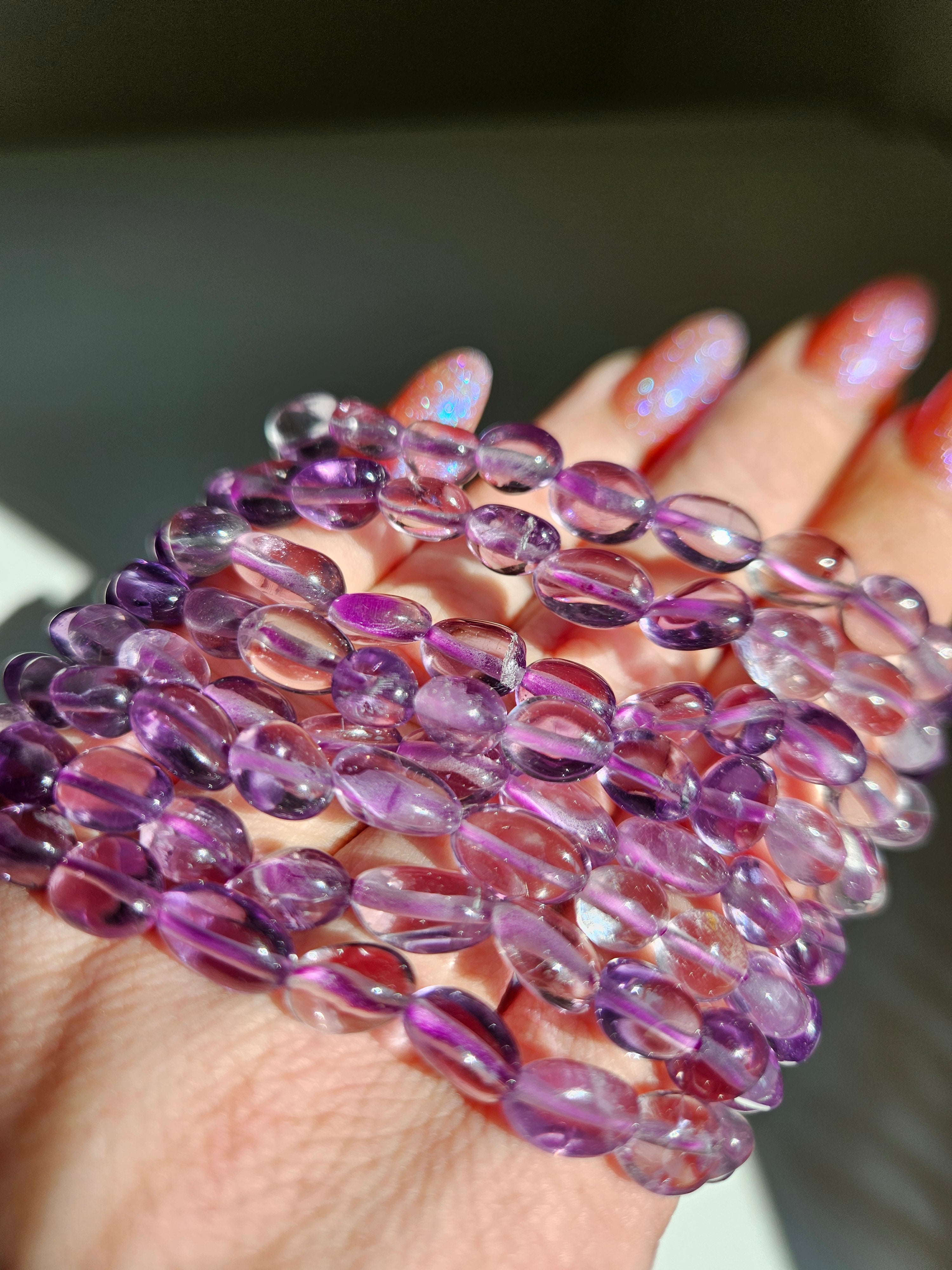 Amethyst bracelet | pebble beads