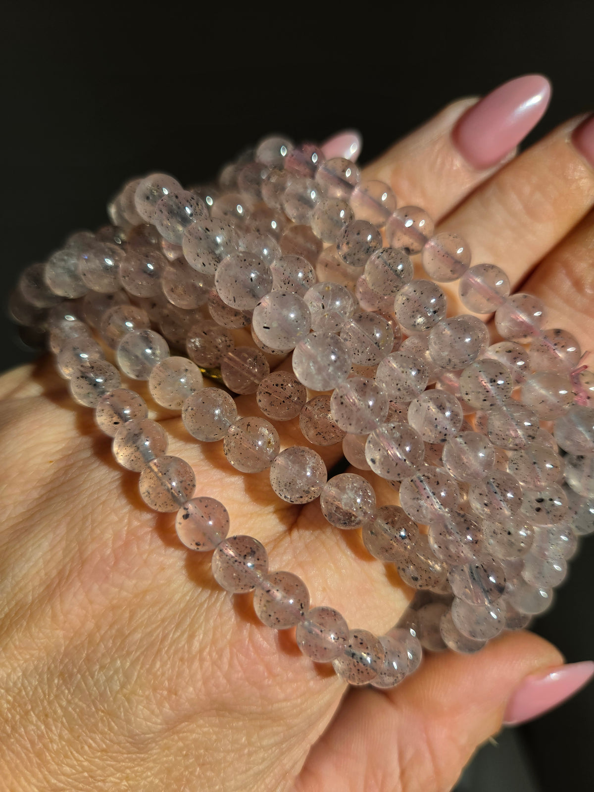 Mica x rose Quartz 3 wrap bracelet | 7mm