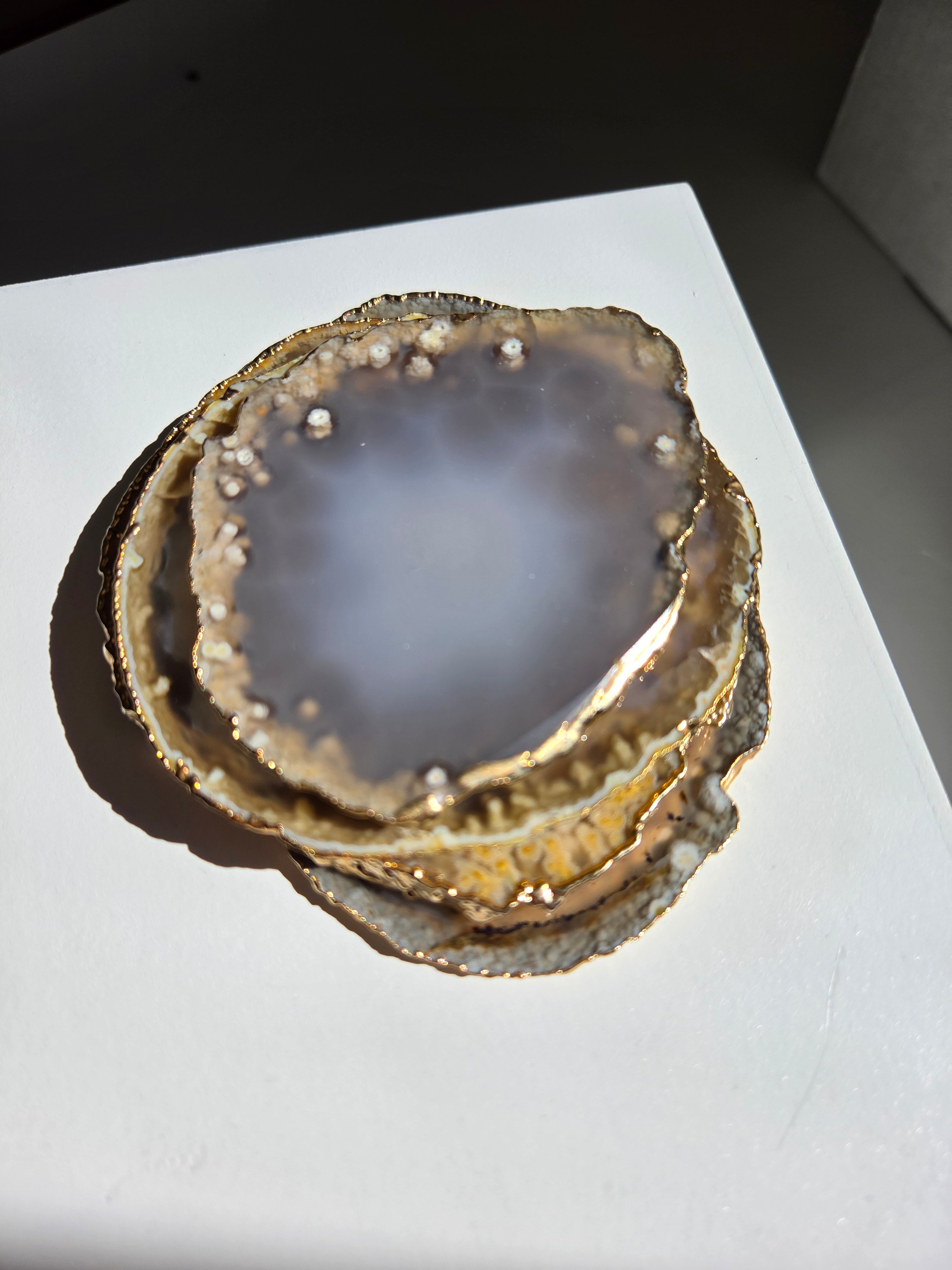 Agate Slab Set | gold trim