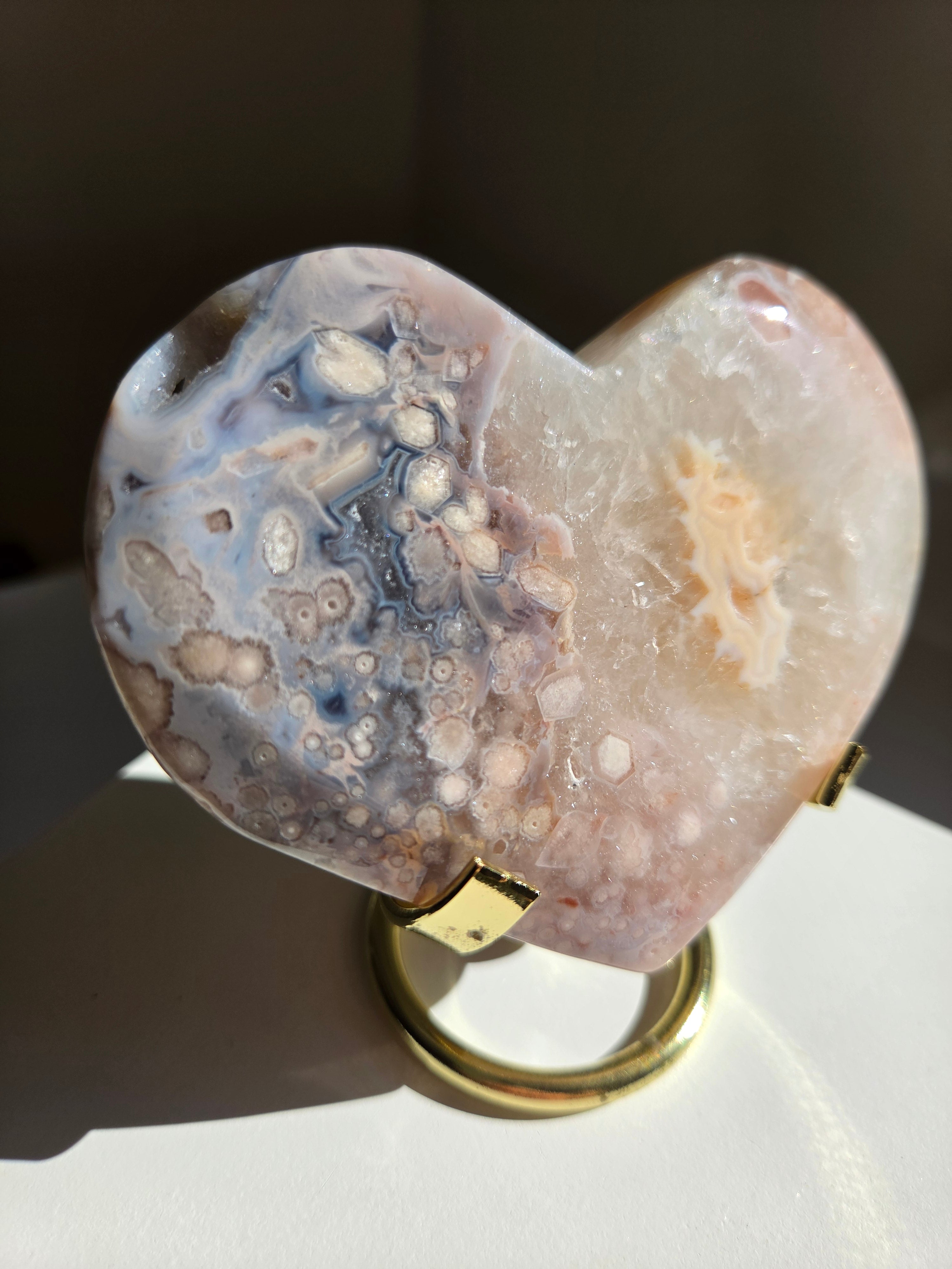 Flower Agate Heart 006