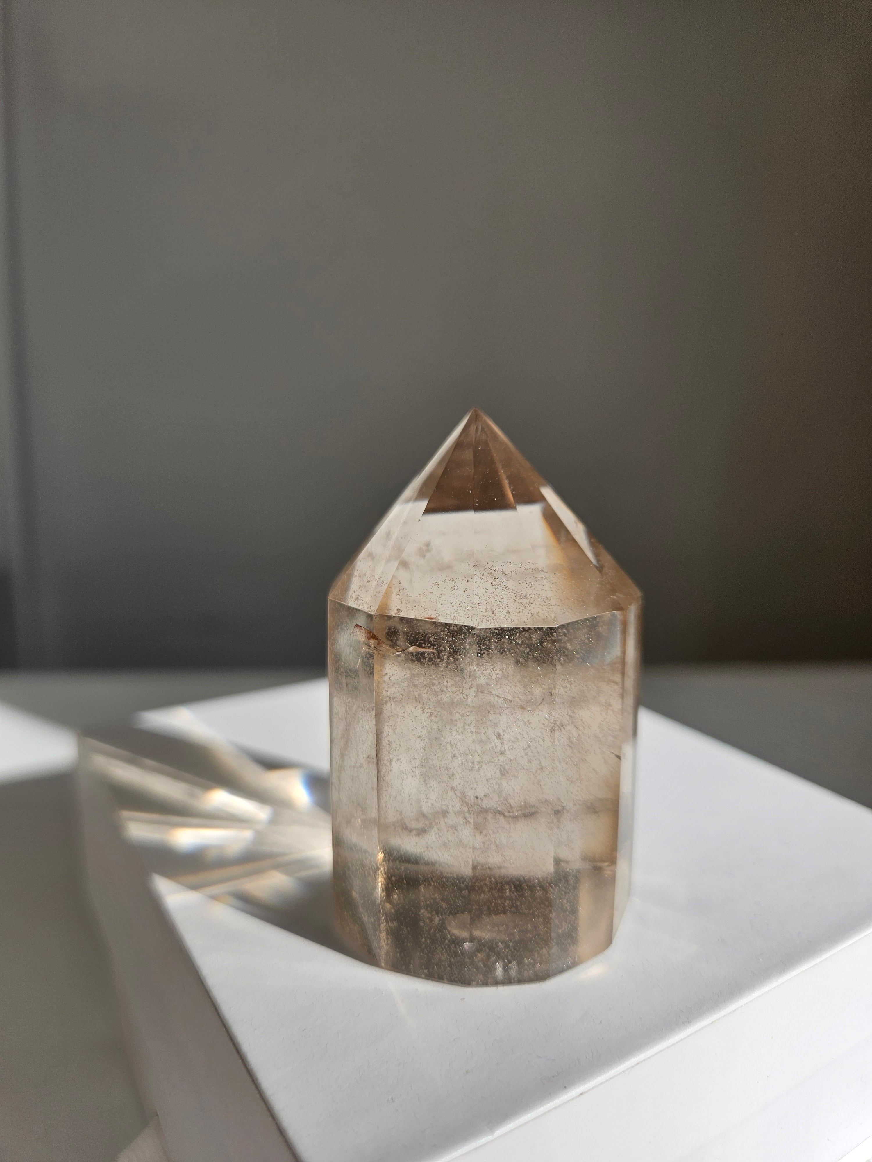 Faceted Smoky Quartz Tower 002