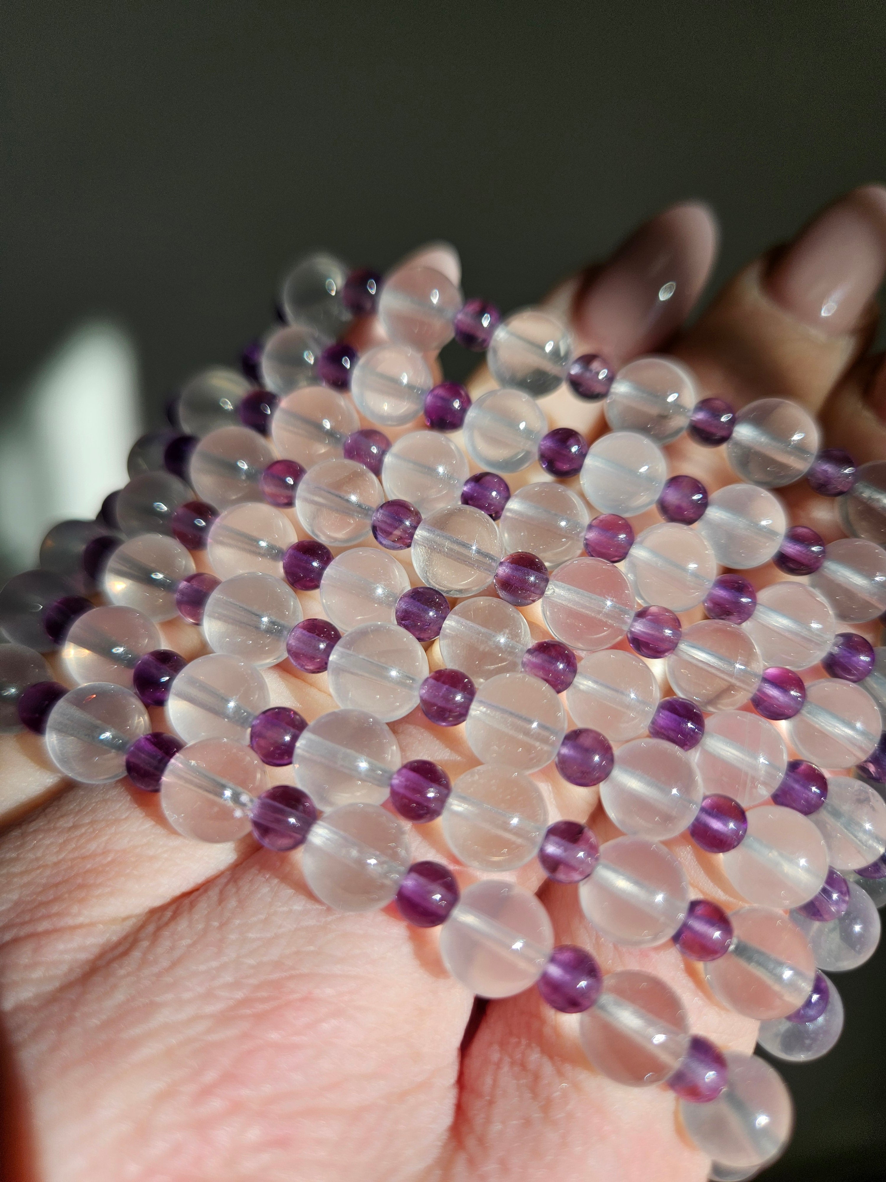 Girasol Quartz x Amethyst bracelet | bubble beads