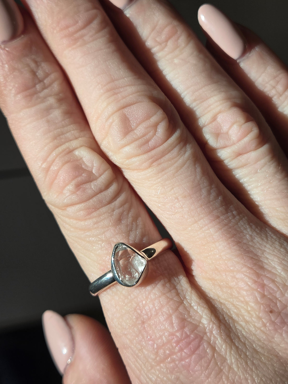 Size Ten | herkimer diamond Ring | silver 044