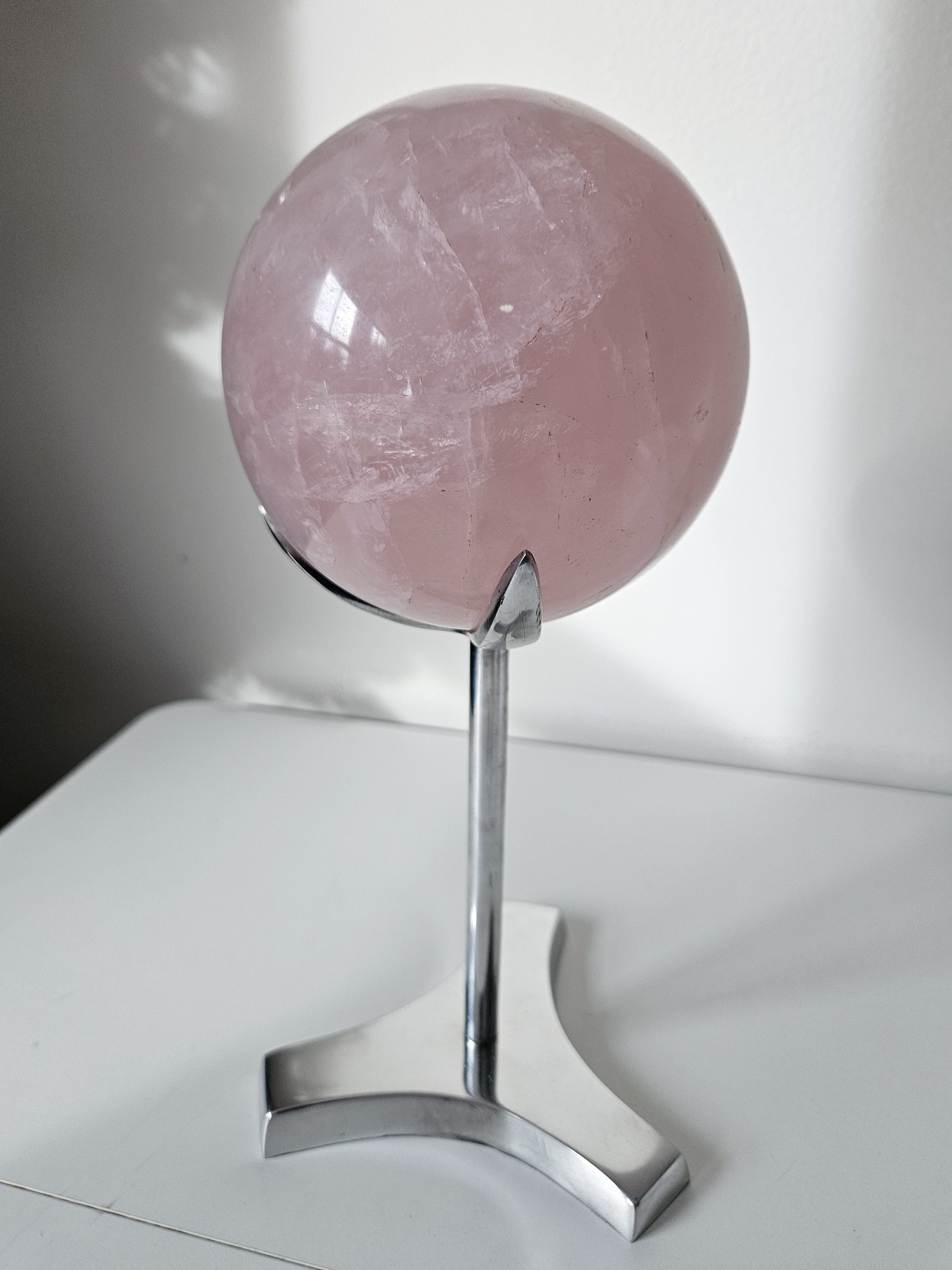 Icy Rose Quartz Statement Sphere