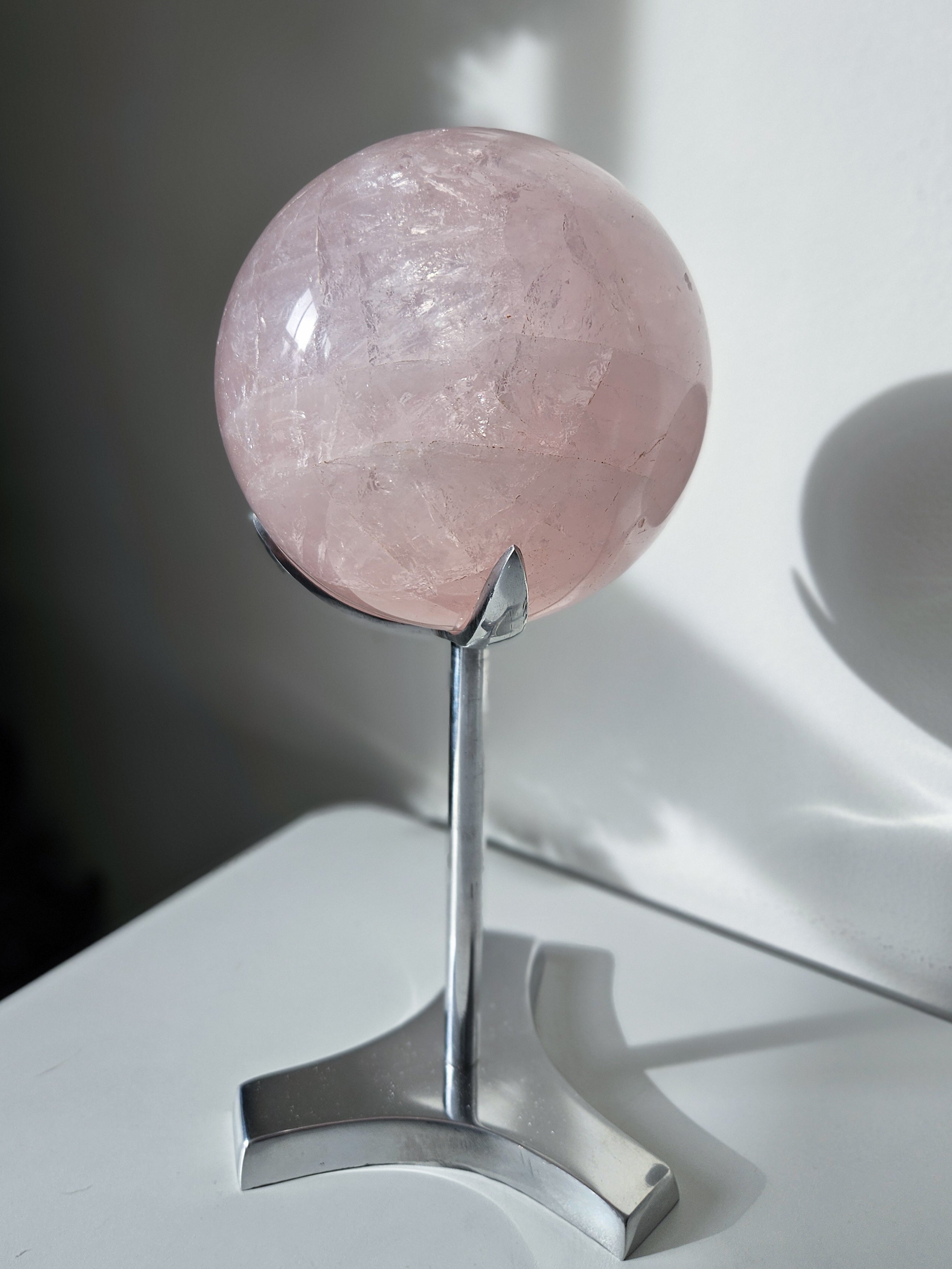 Icy Rose Quartz Statement Sphere