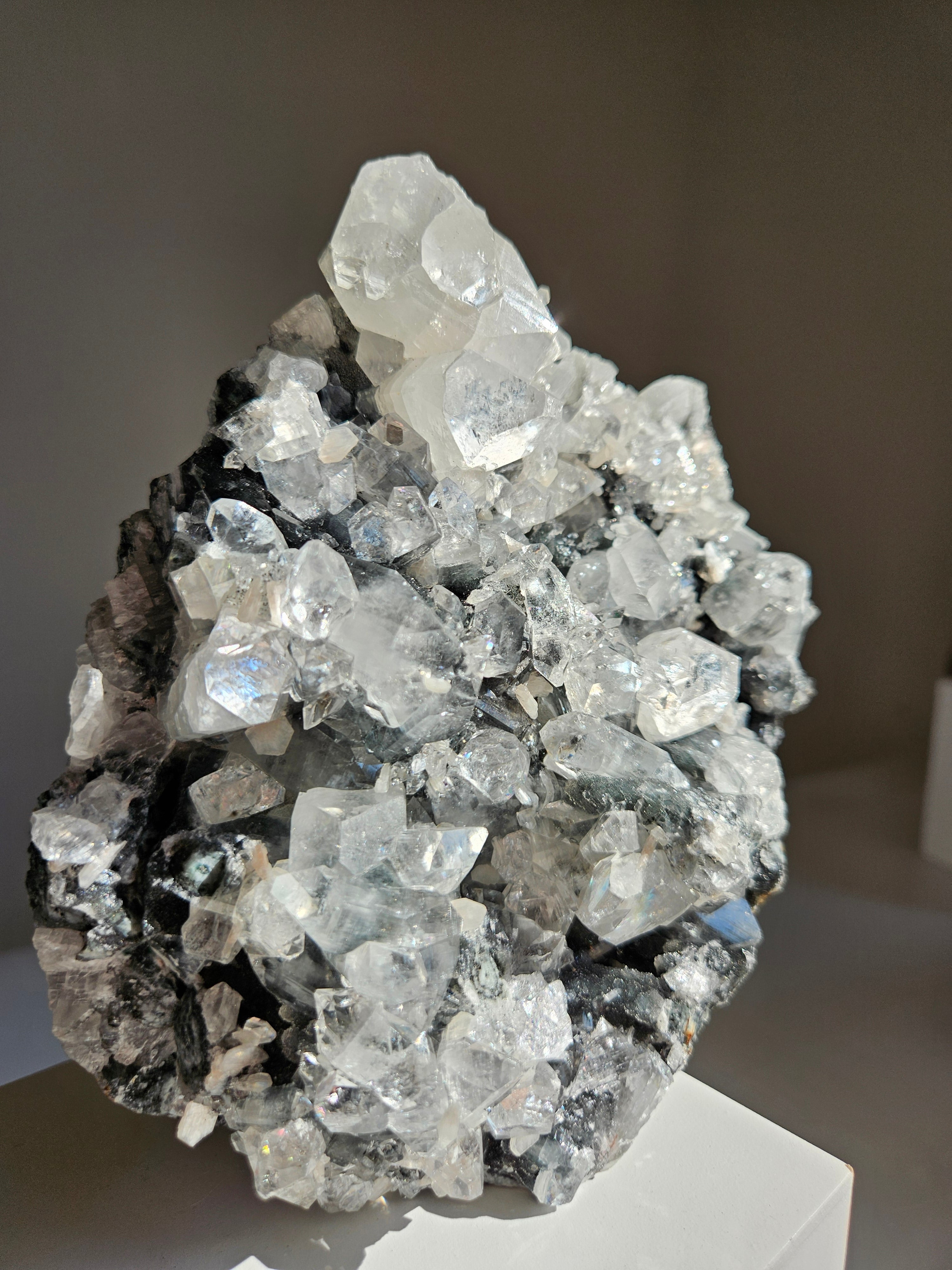Apophyllite on Black Chalcedony 021