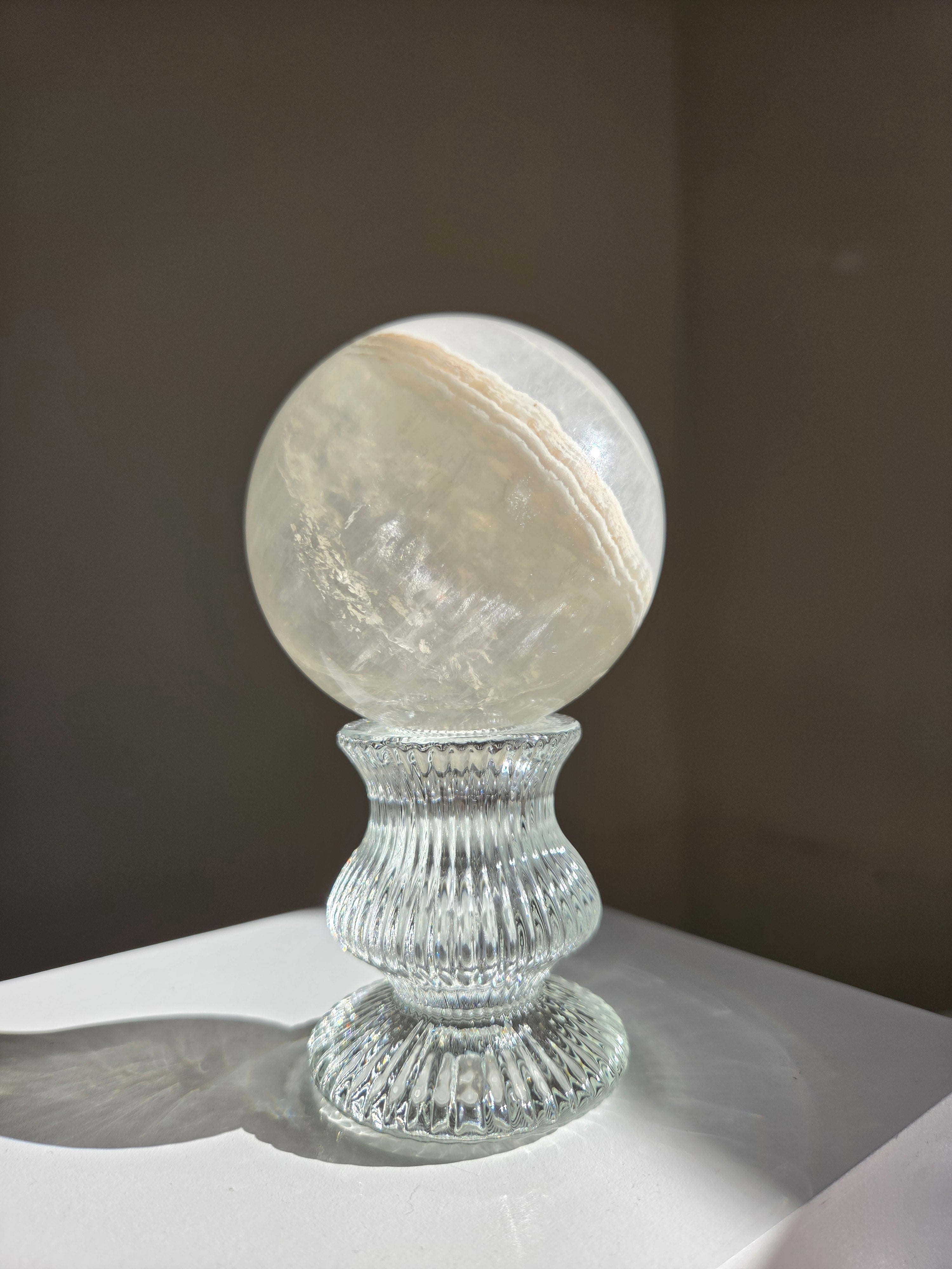 White Fluorite Sphere 004