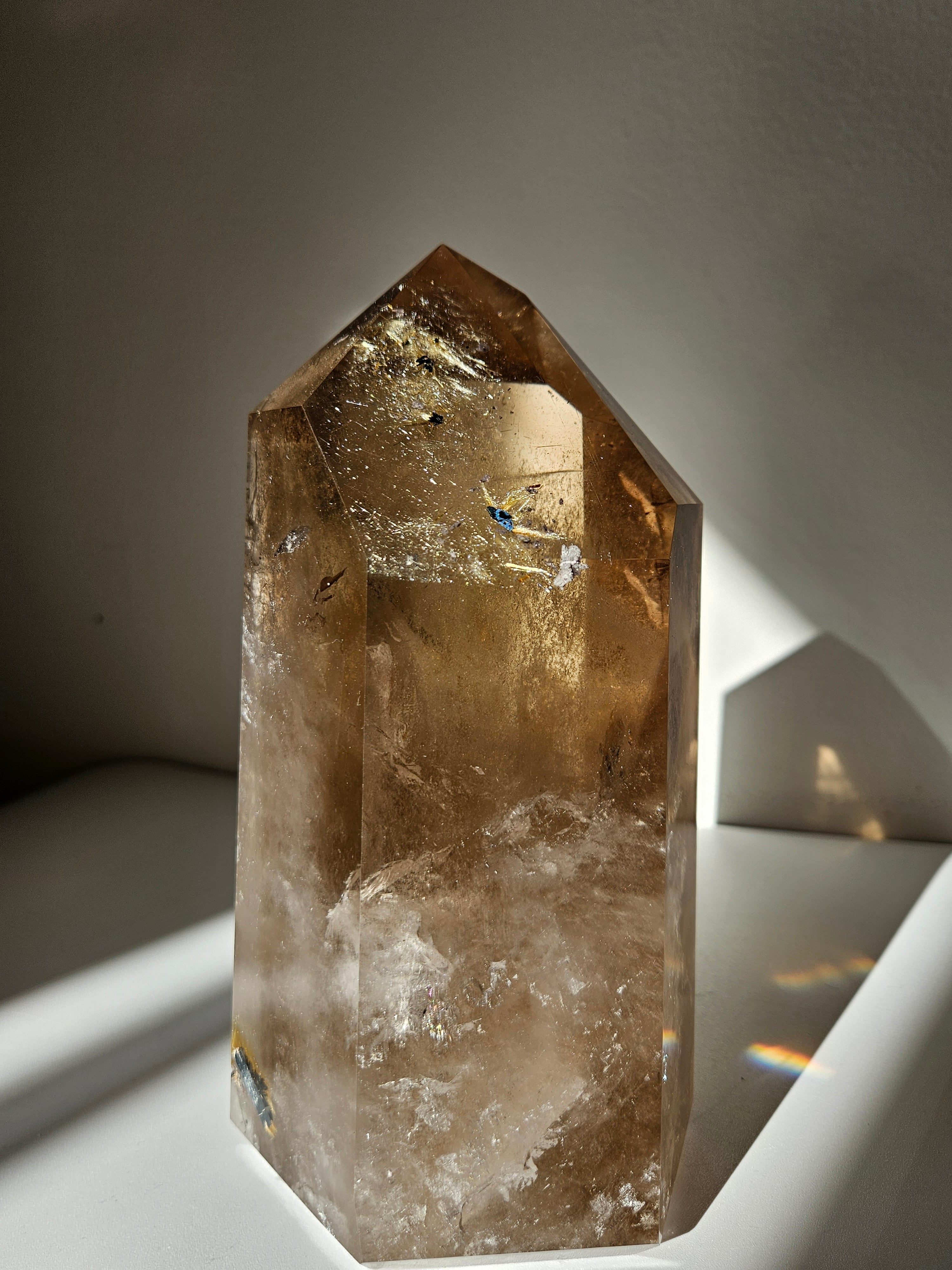 Phantom Smoky Quartz Tower with Rutile
