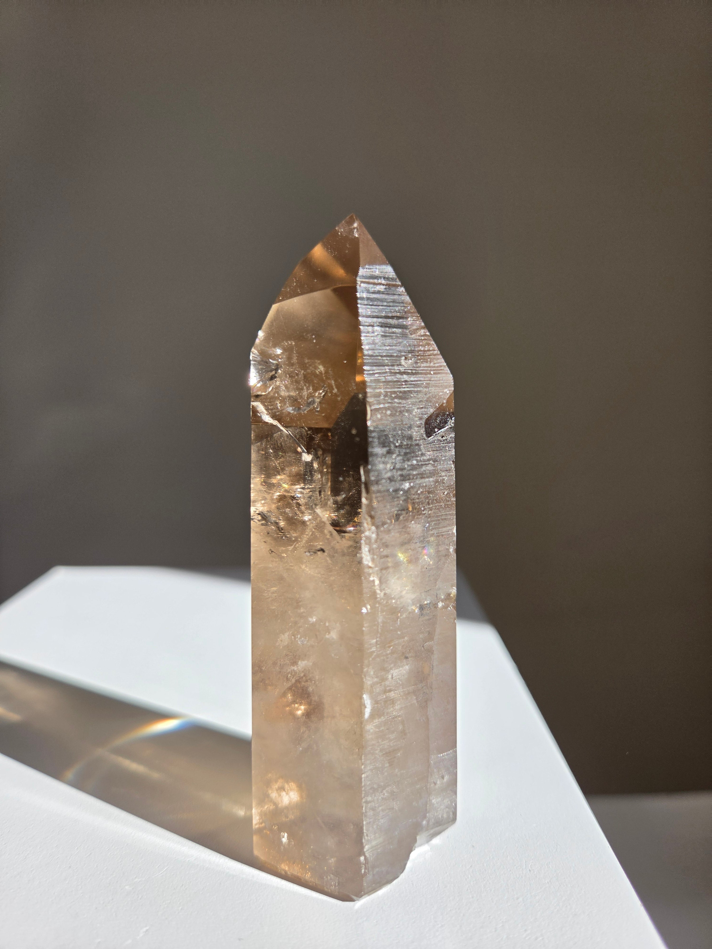 Semipolished Smoky Lemurian Tower 002